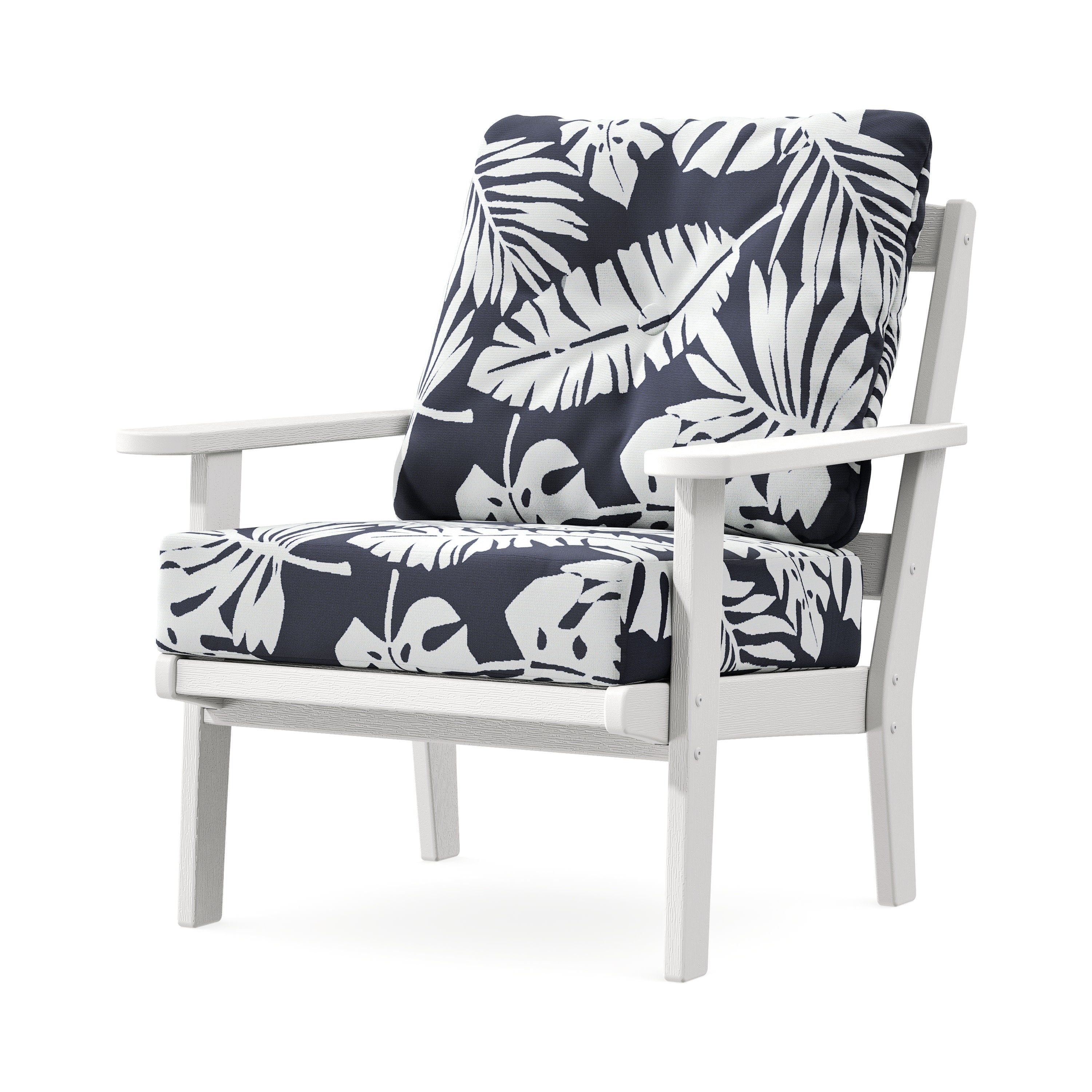 Mission Deep Seating Chair in Vintage White / Leaf Navy