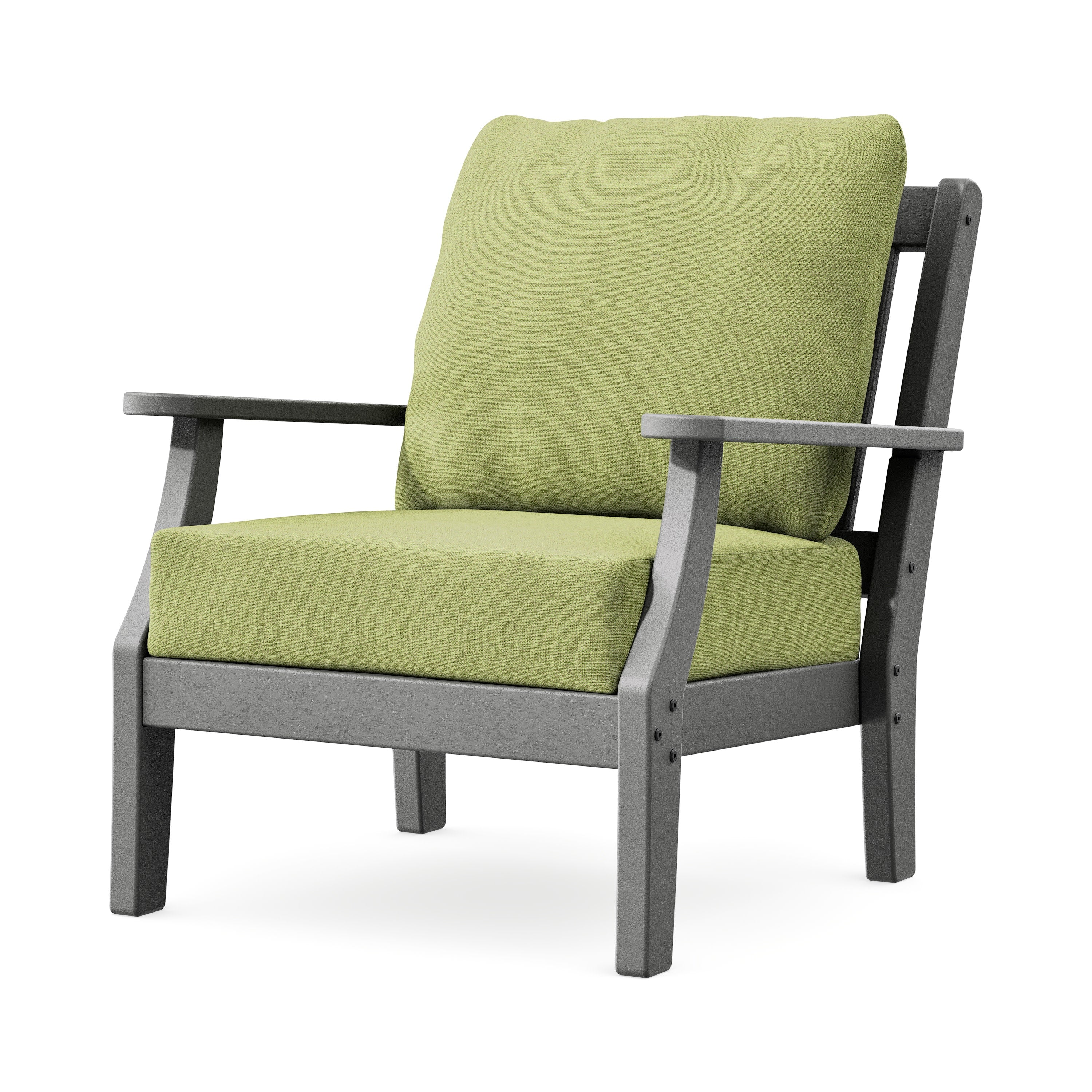 Chinoiserie Deep Seating Chair in Slate Grey / Chartreuse Boucle
