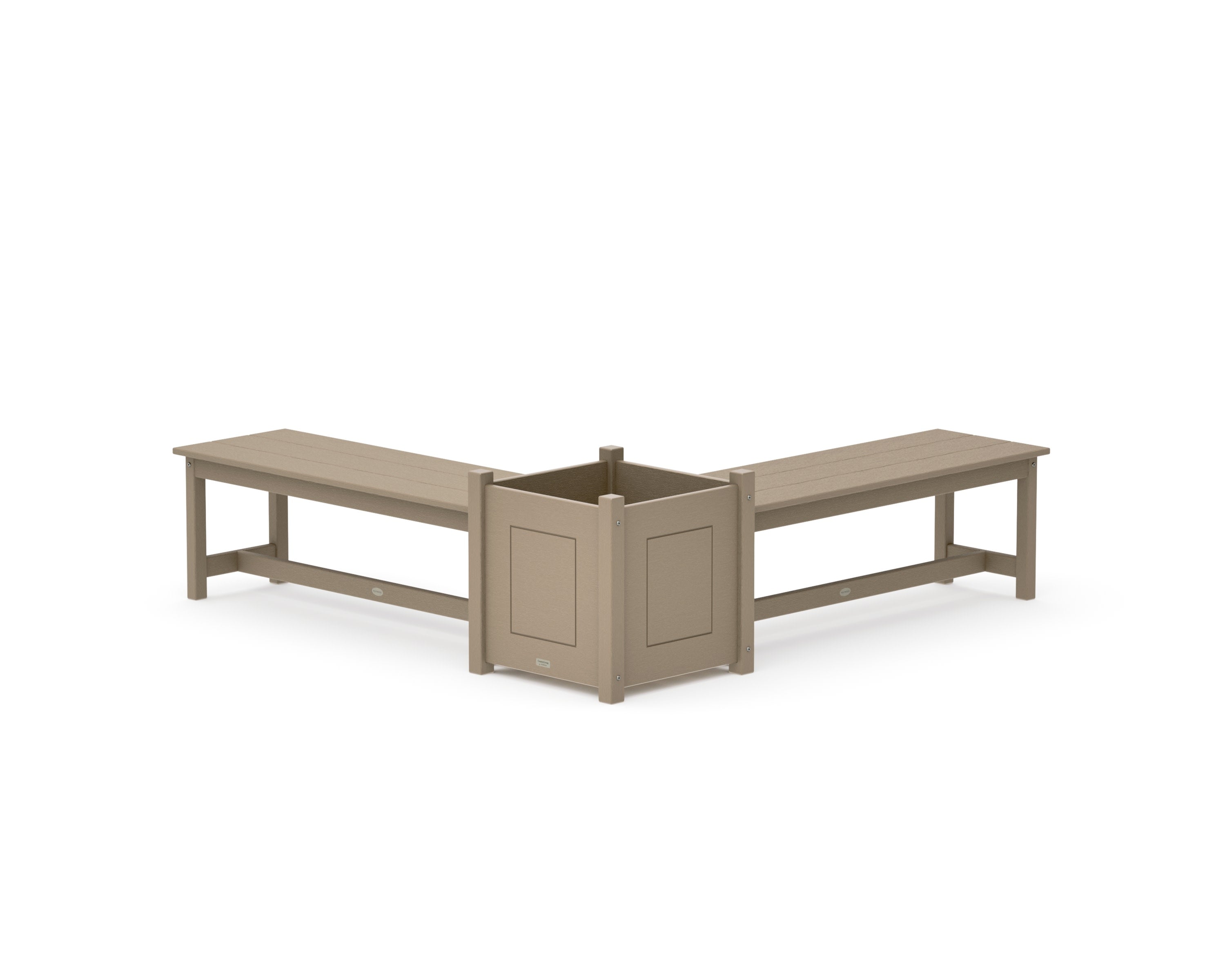 48" Country Living L- Shaped Planter Bench Set- Large in Vintage Sahara