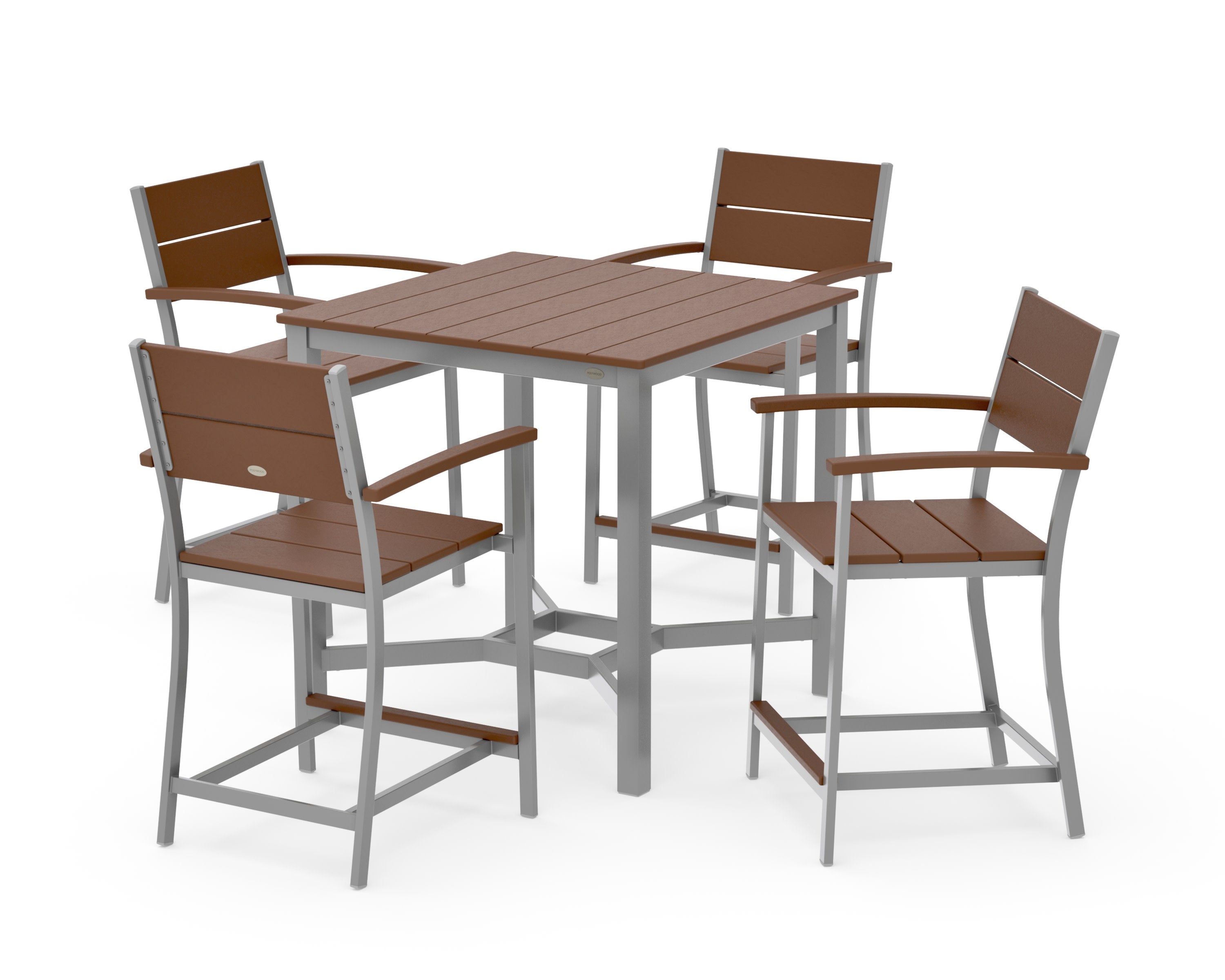 Main Street 5-Piece Counter Set in Silver / Teak