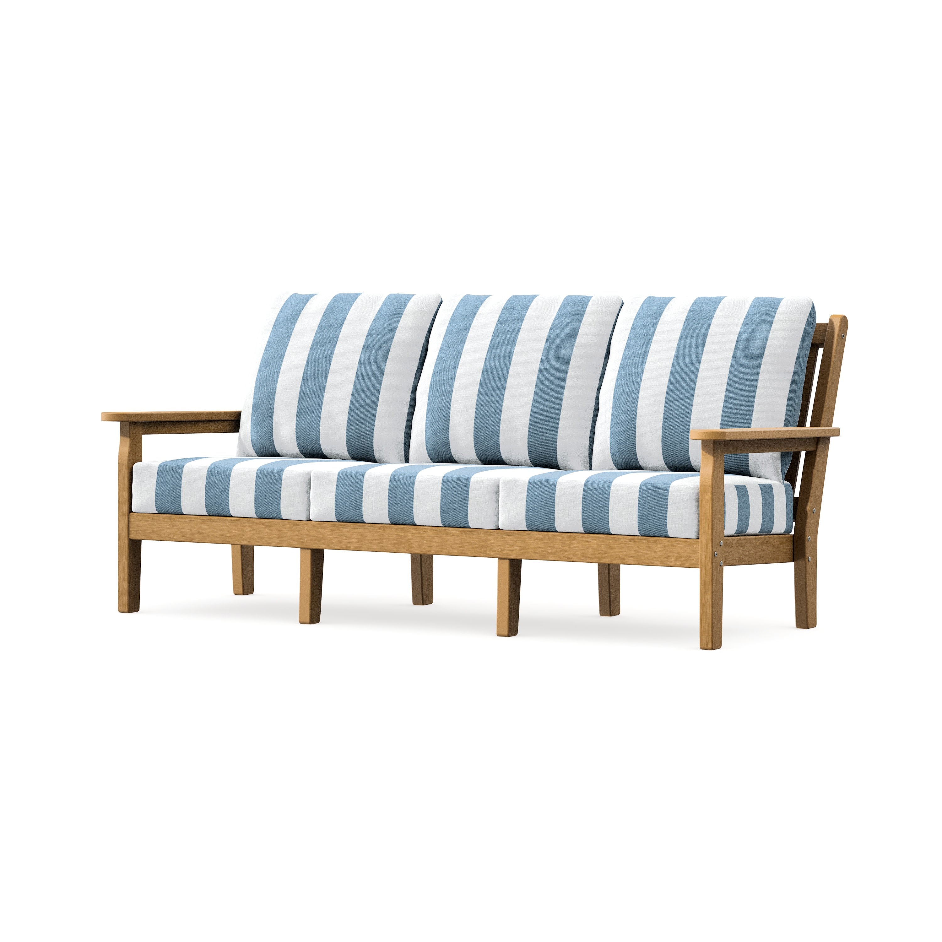 Chippendale Deep Seating Sofa in Natural / Cabana Stripe Sky Blue