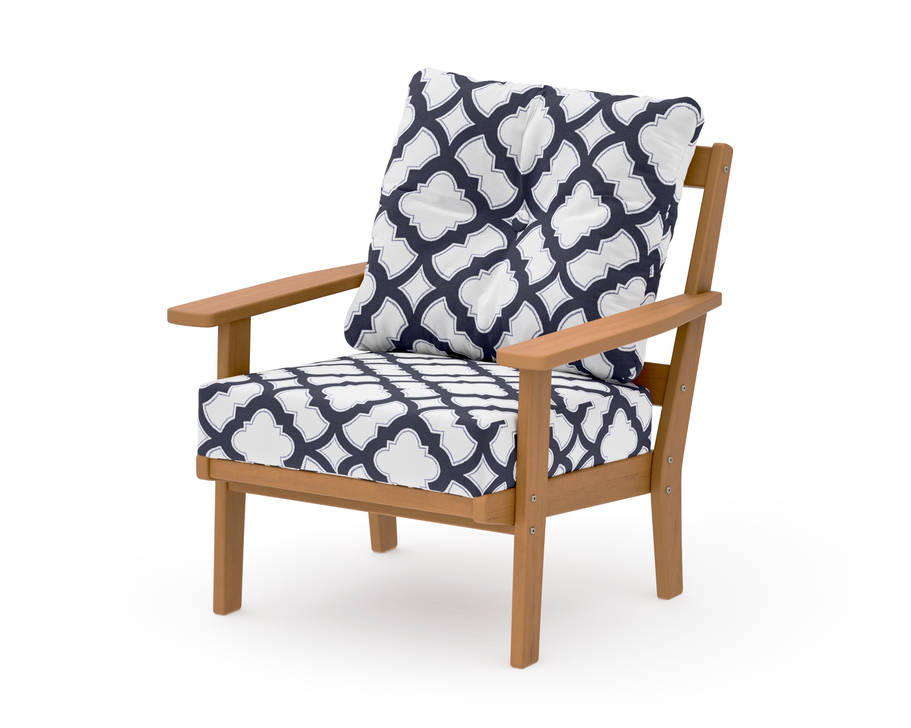 Oxford Deep Seating Chair in Natural / Trellis Navy