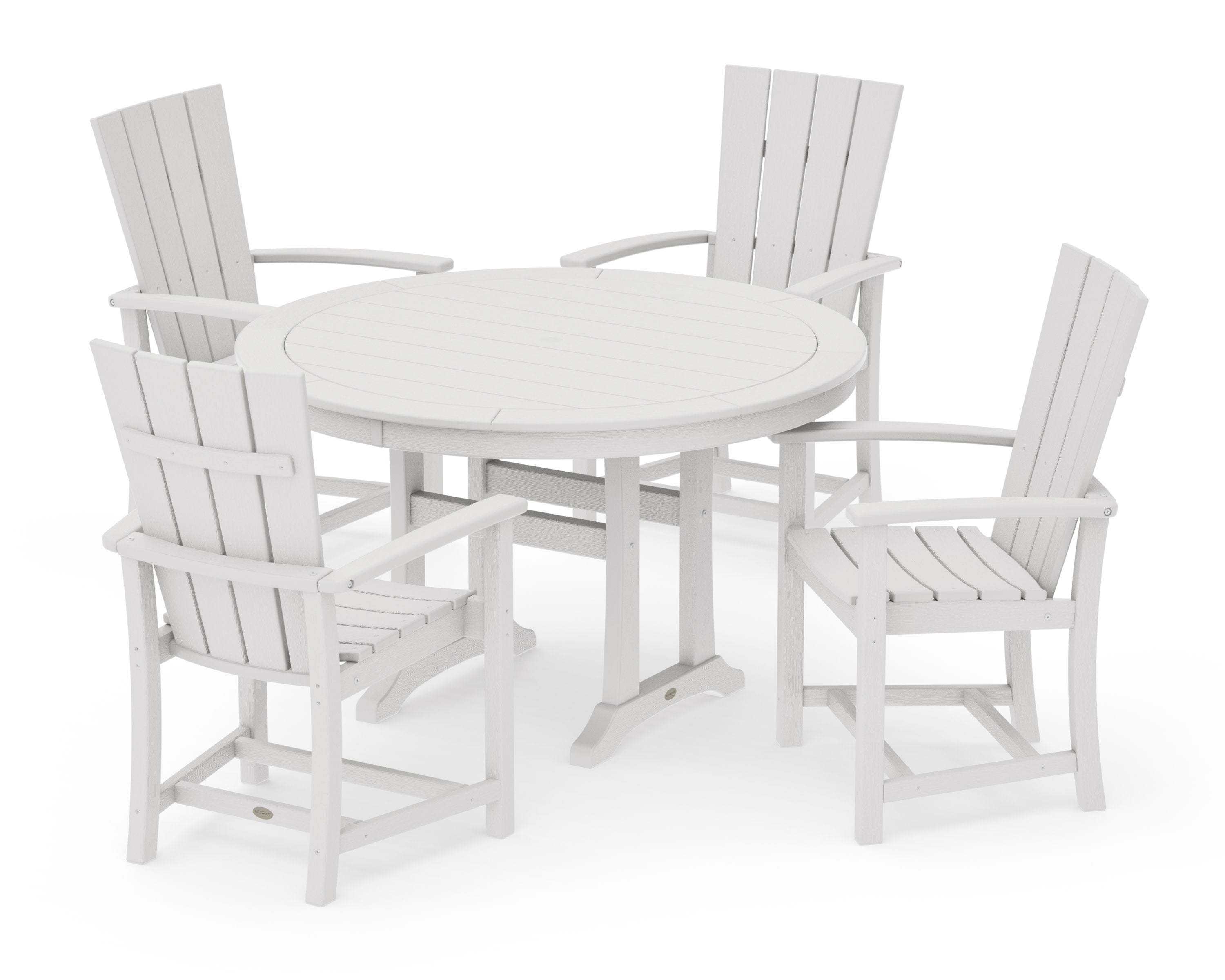 Quattro 5-Piece Round Dining Set with Trestle Legs in Vintage White