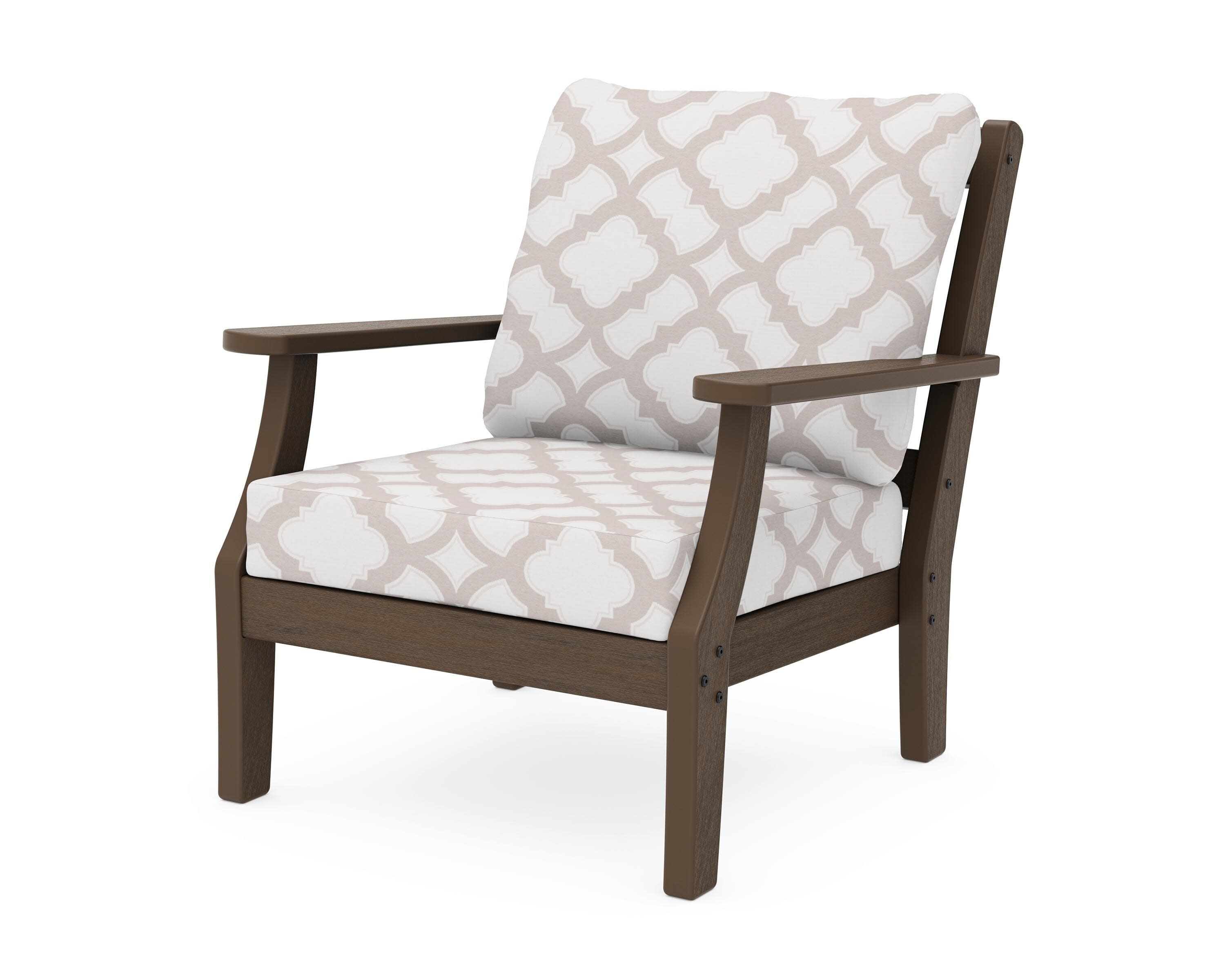 Chinoiserie Deep Seating Chair in Kona / Trellis Dune Burlap