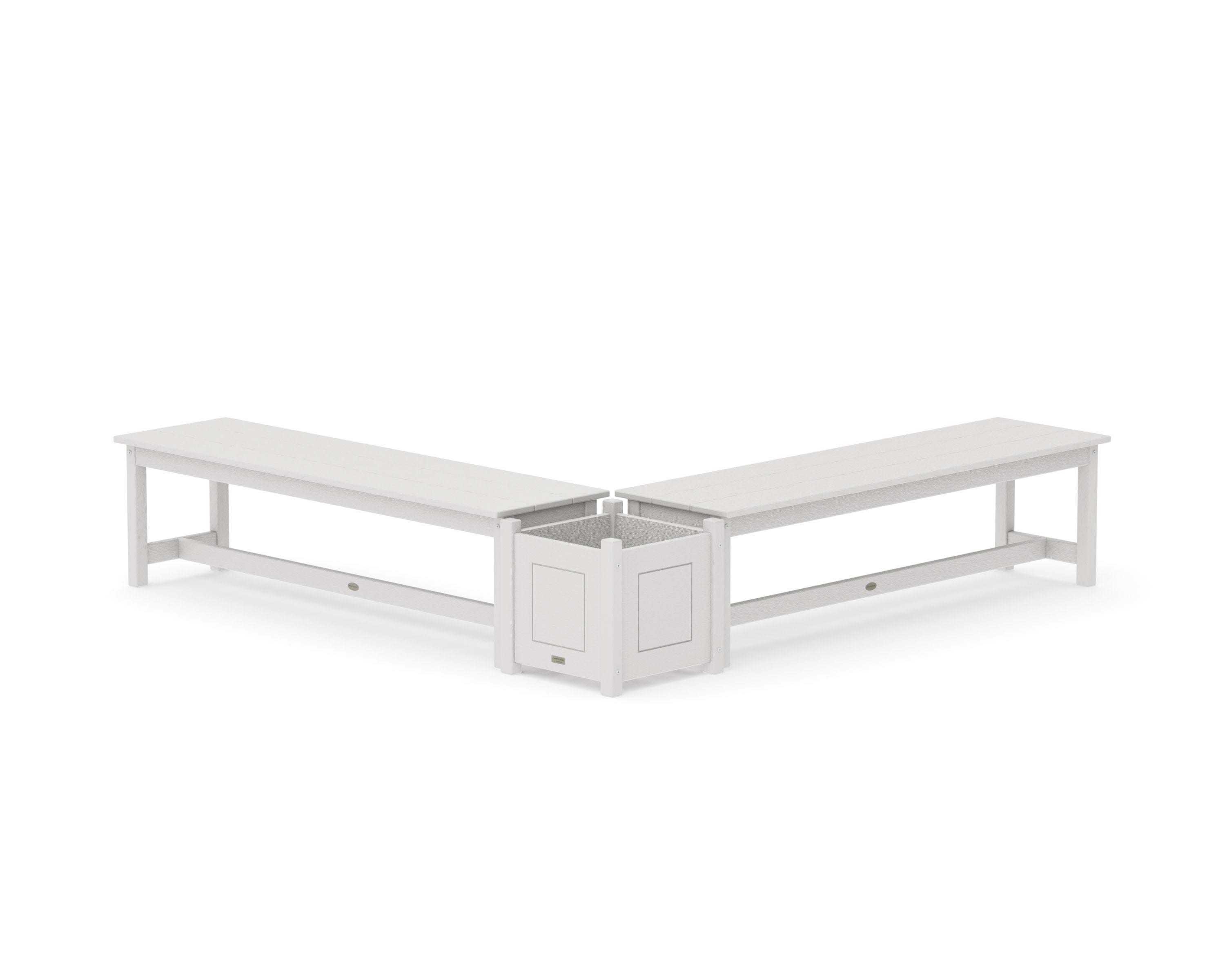 60" Country Living L- Shaped Planter Bench Set in Vintage White