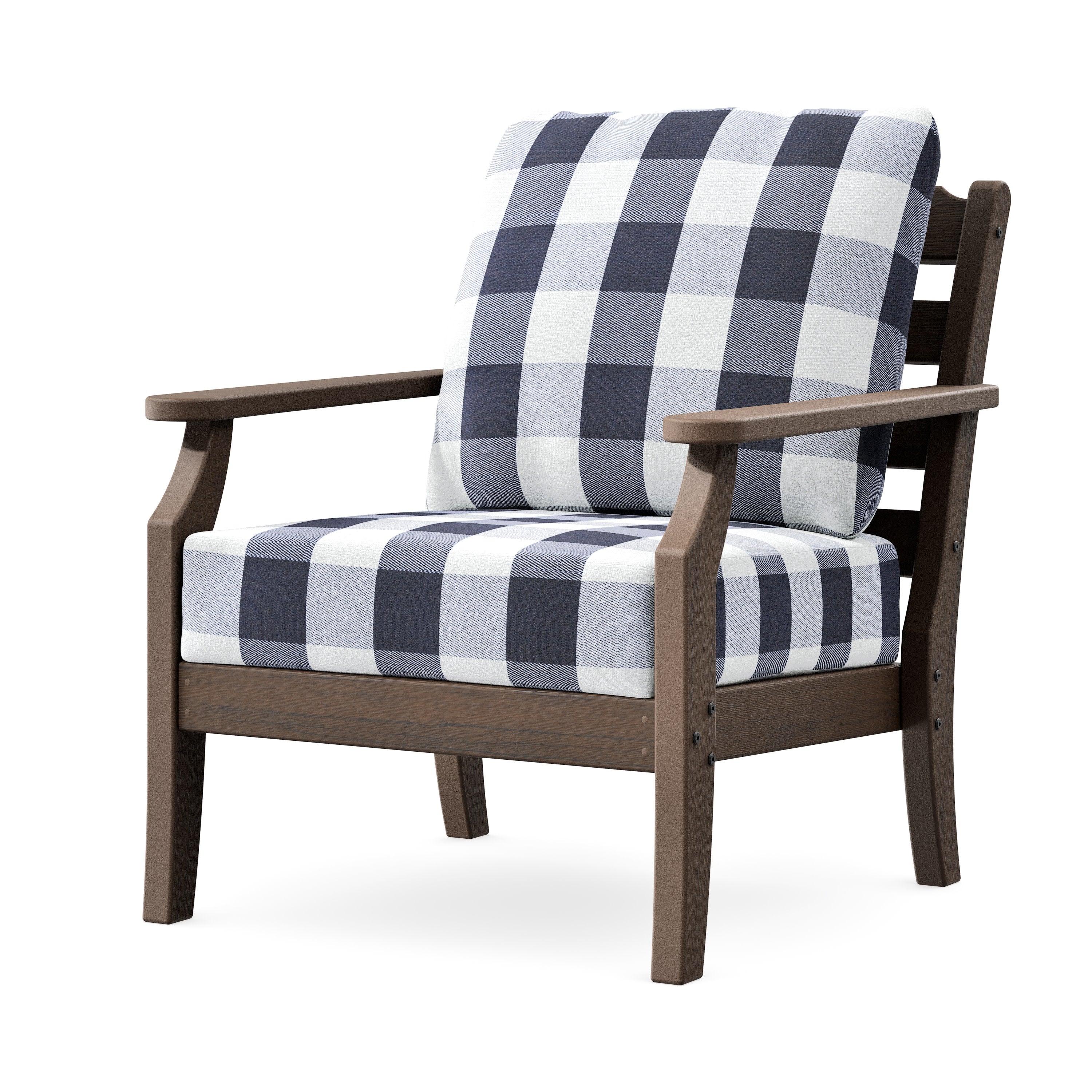 Savannah Deep Seating Chair in Kona / Buffalo Plaid Navy