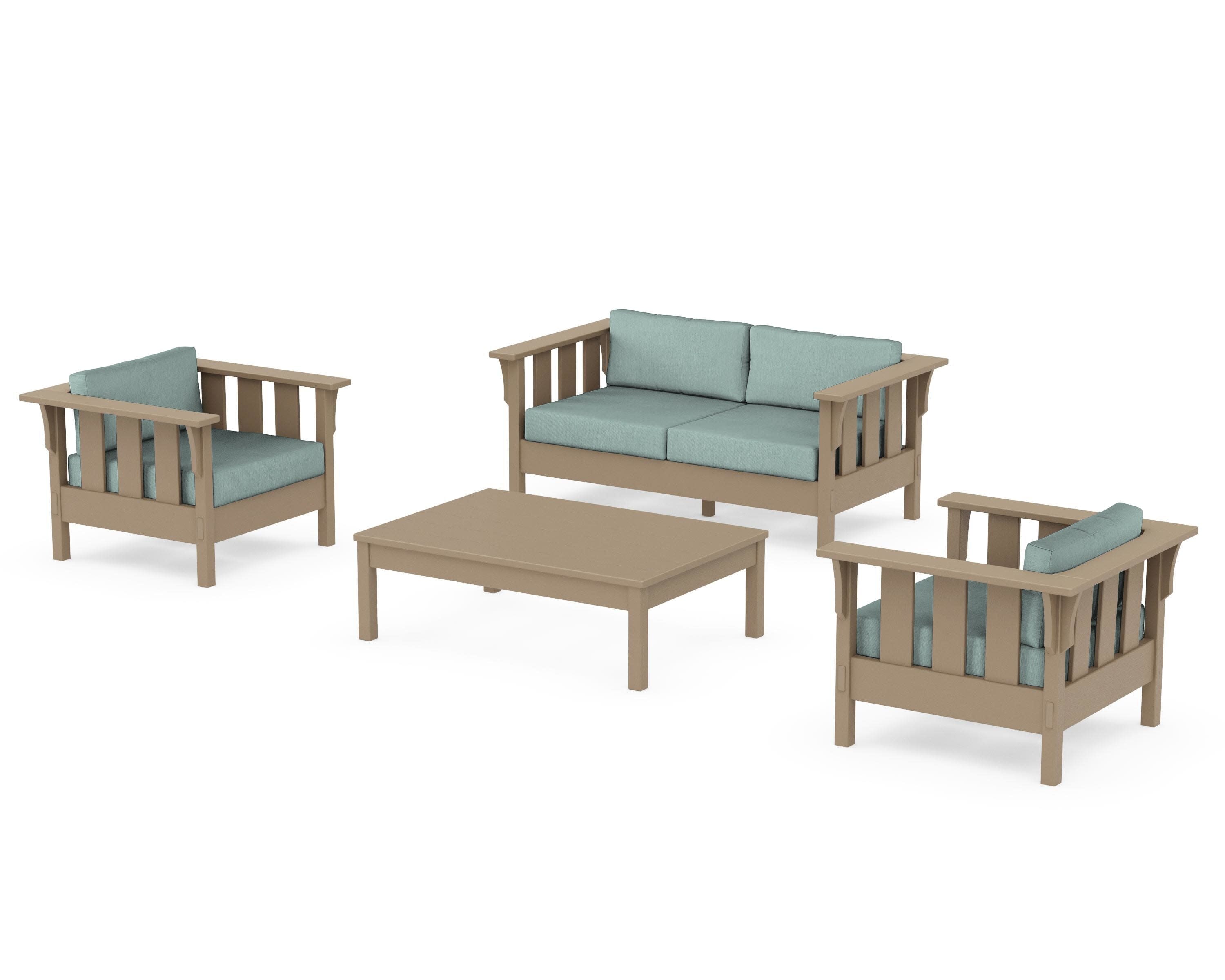 Acadia 4-Piece Deep Seating Set with Loveseat in Vintage Sahara / Glacier Spa