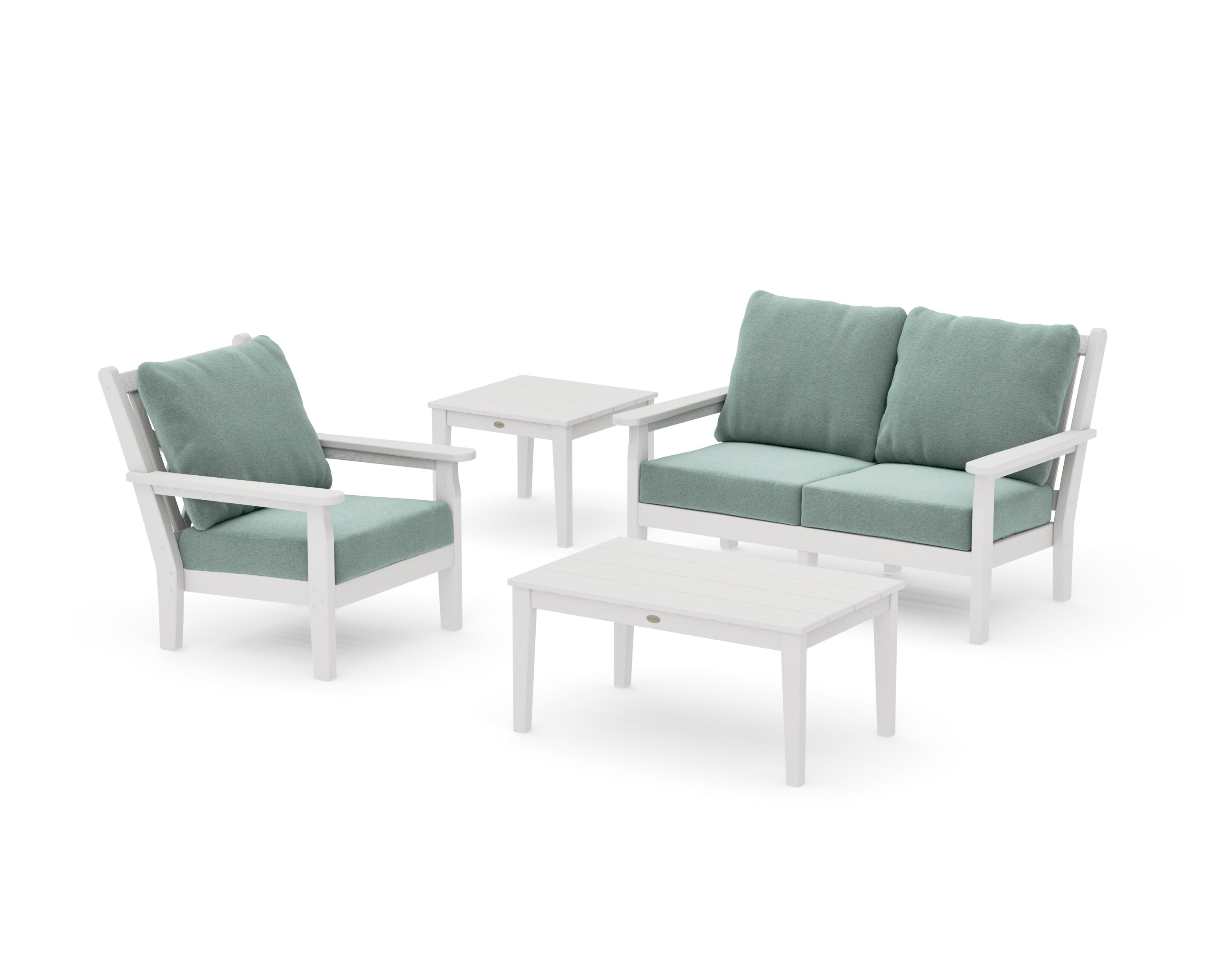 Chippendale 4-Piece Deep Seating Set in Vintage White / Glacier Spa