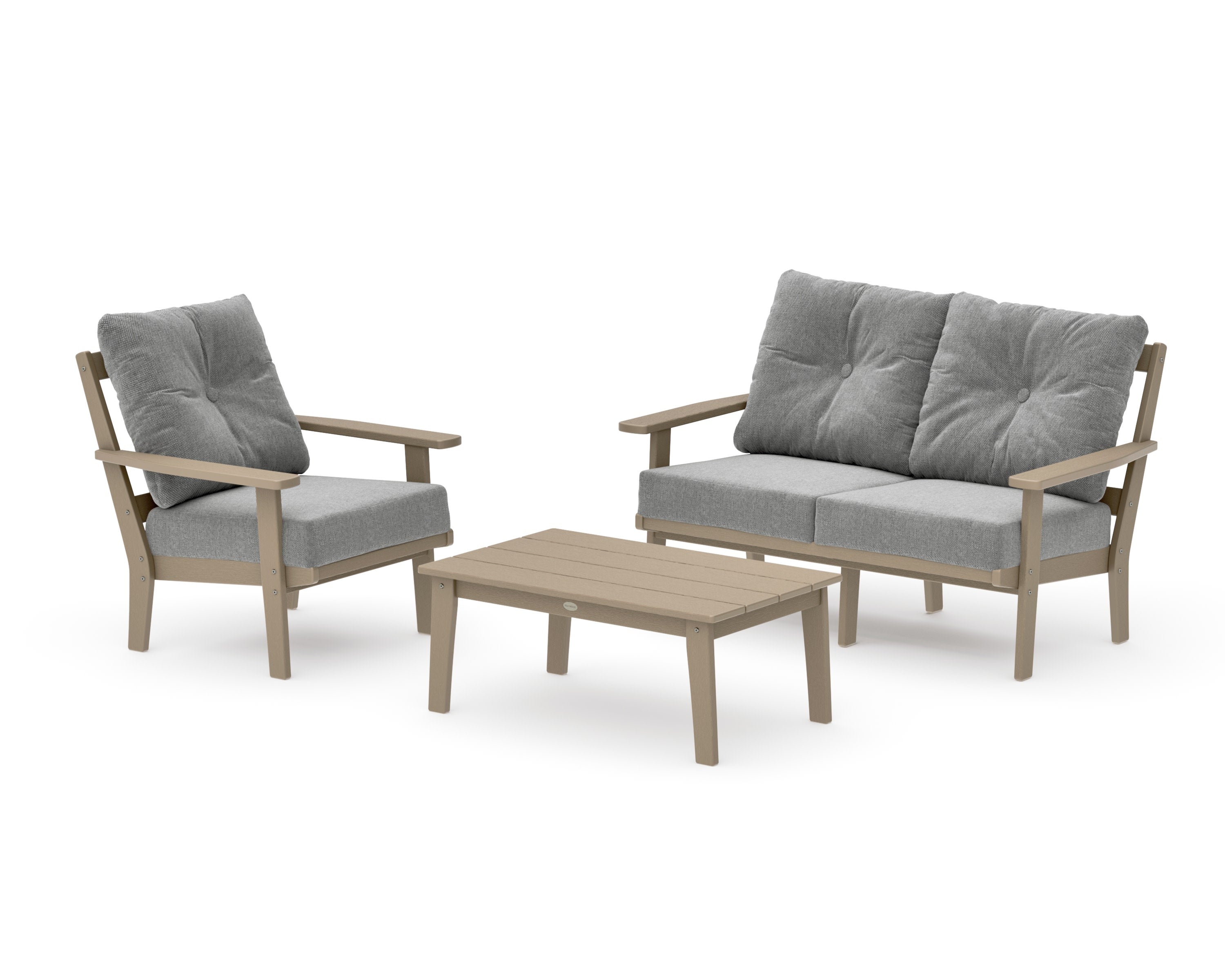 Oxford 3-Piece Deep Seating Set with Loveseat in Vintage Sahara / Grey Mist