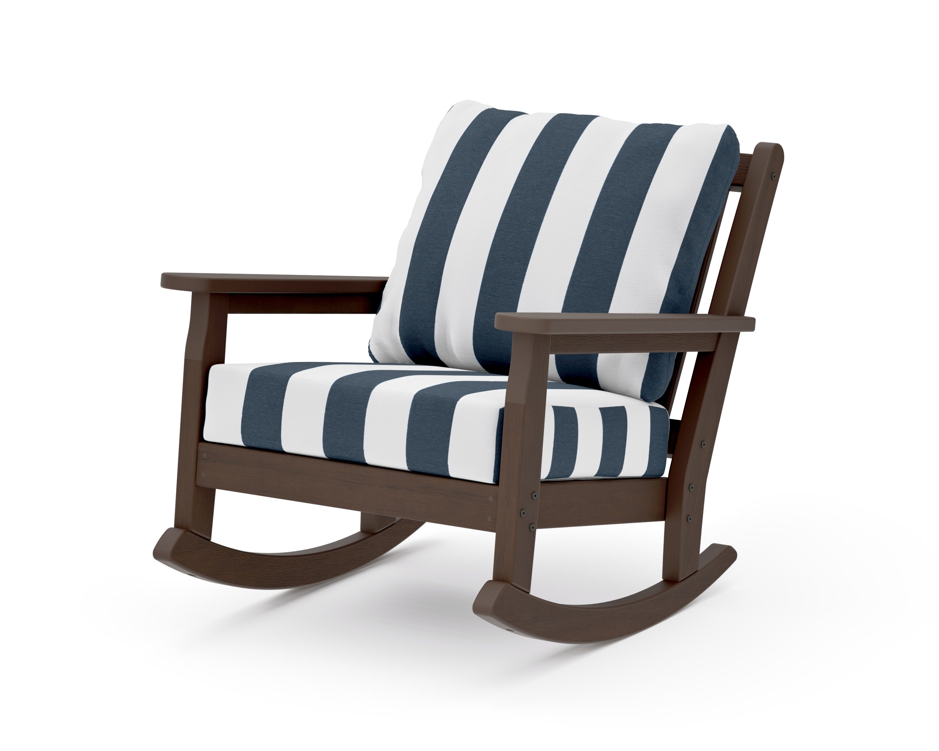 Chippendale Deep Seating Rocking Chair in Kona / Cabana Stripe Marine Indigo