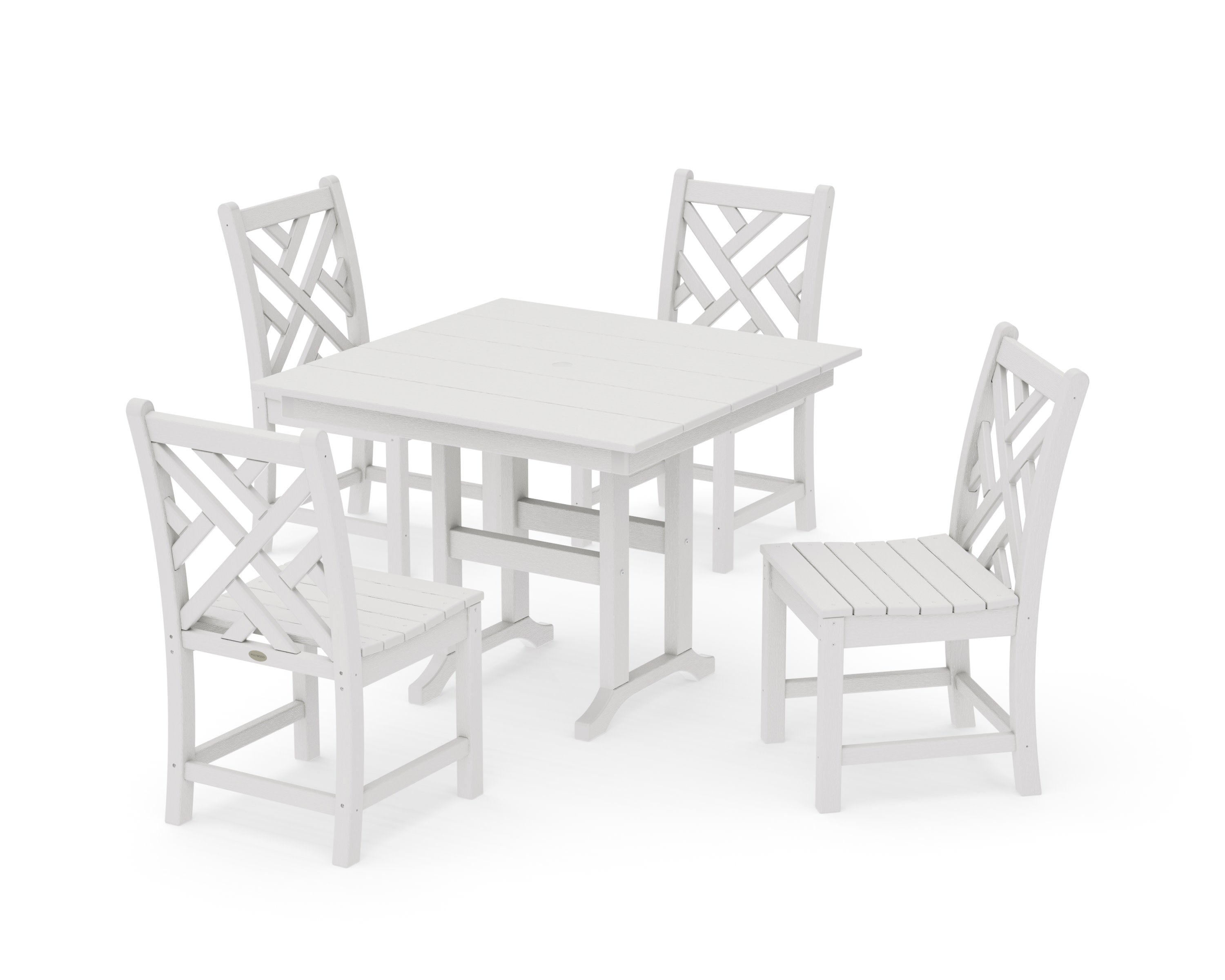 Chippendale Side Chair 5-Piece Farmhouse Dining Set in Vintage White
