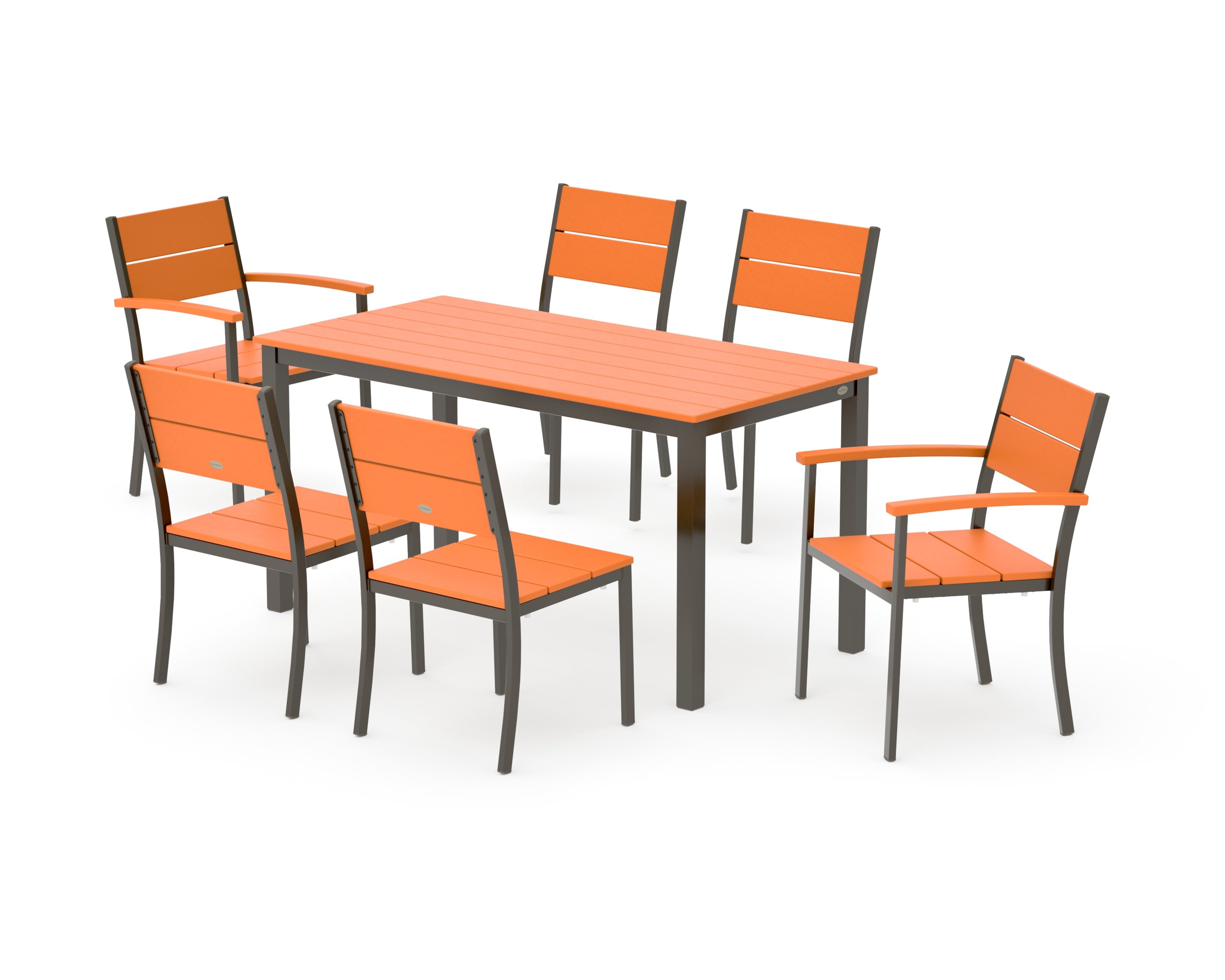 Main Street 7-Piece Dining Set in Bronze / Tangerine