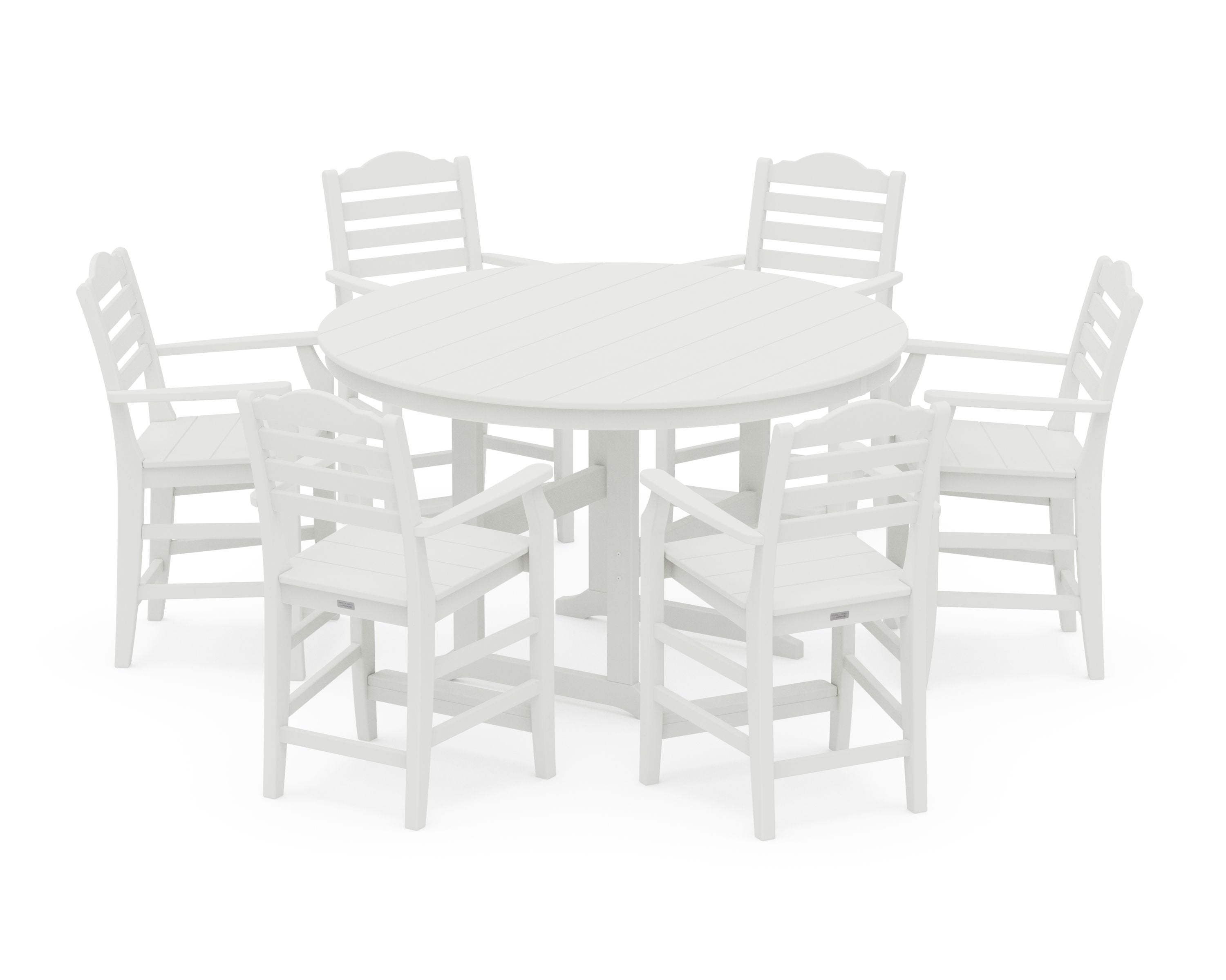 Savannah 7-Piece Arm Chair Round Farmhouse Counter Set in Vintage White
