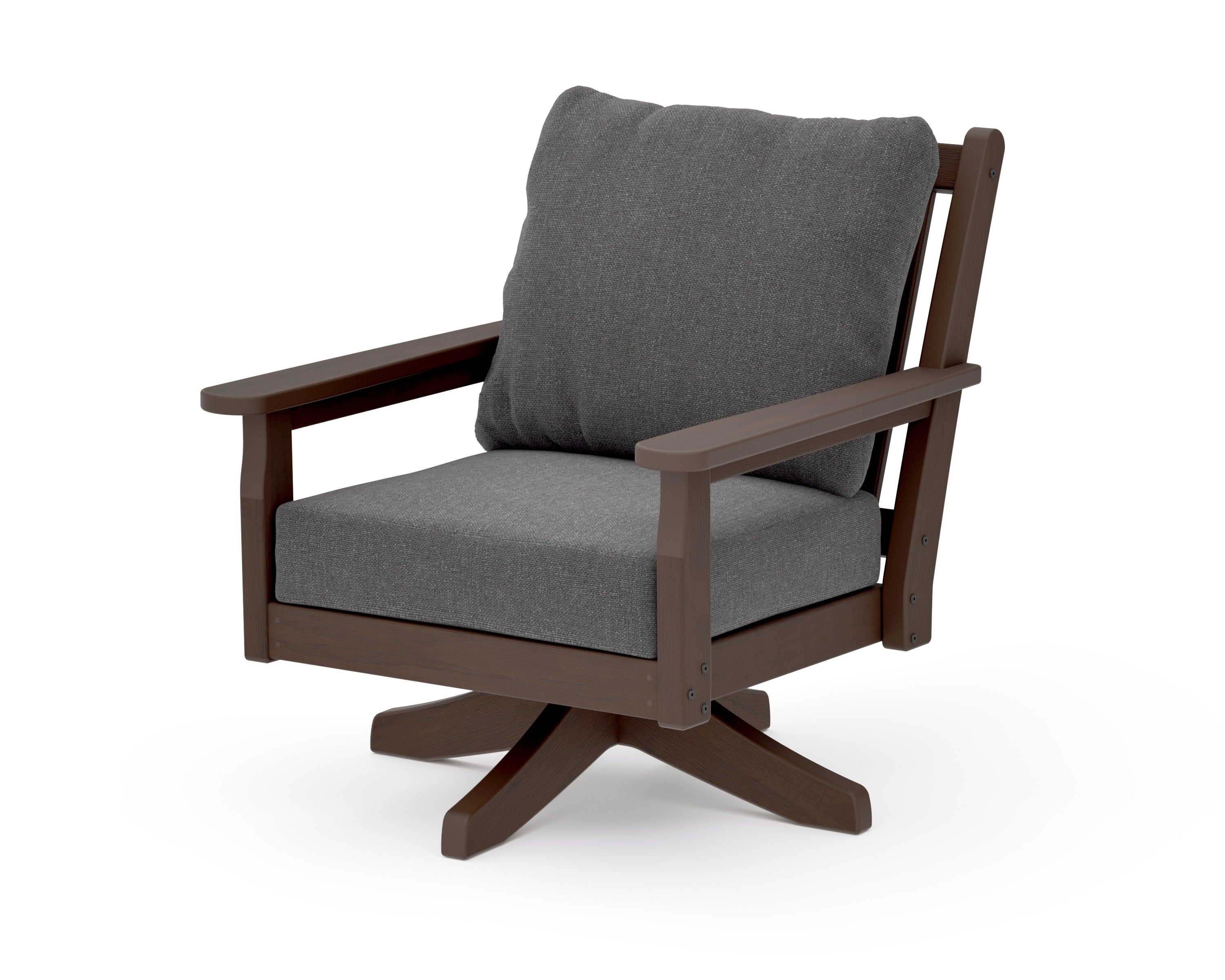 Chippendale Deep Seating Swivel Chair in Kona / Ash Charcoal