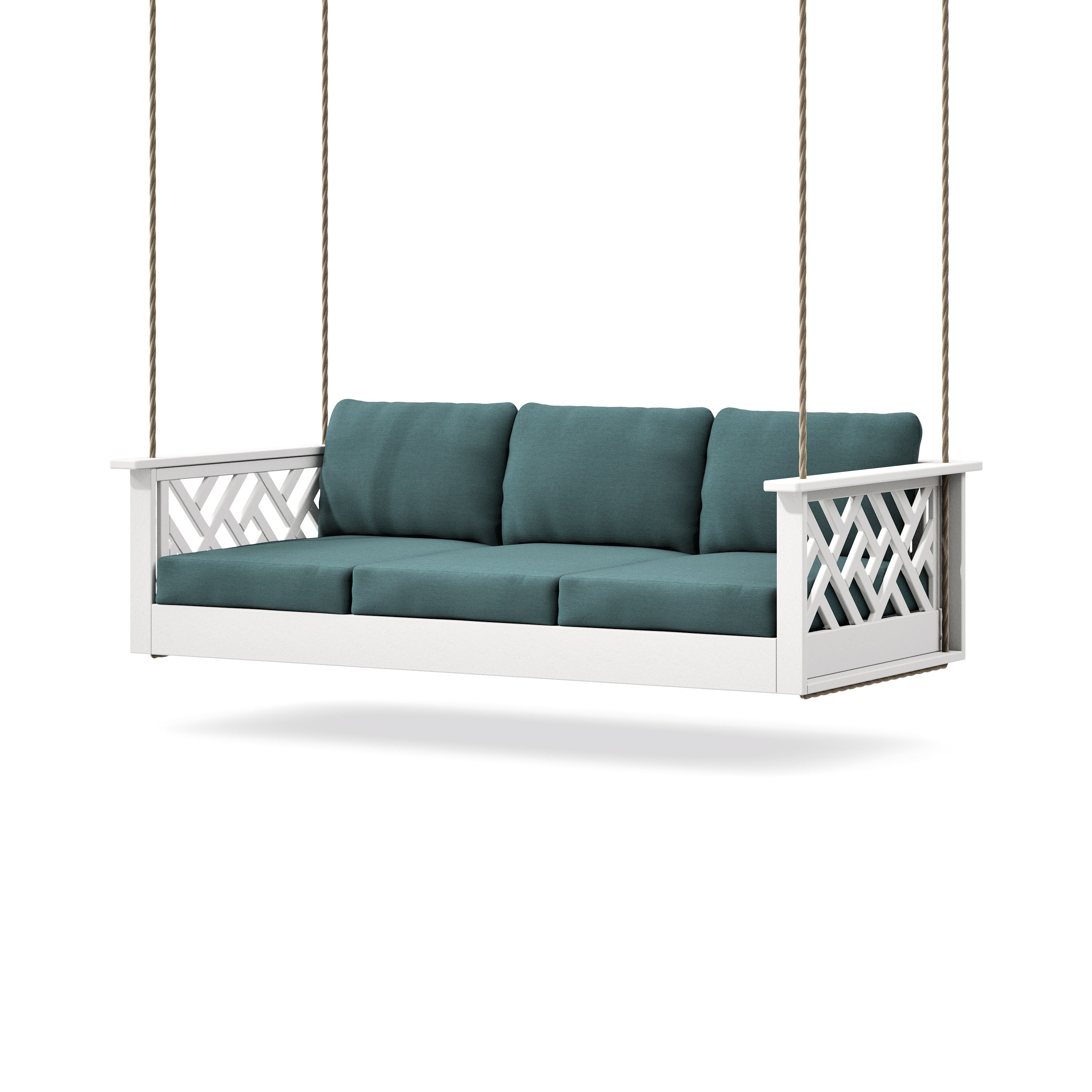 Chippendale Daybed Swing in White / Ocean Teal