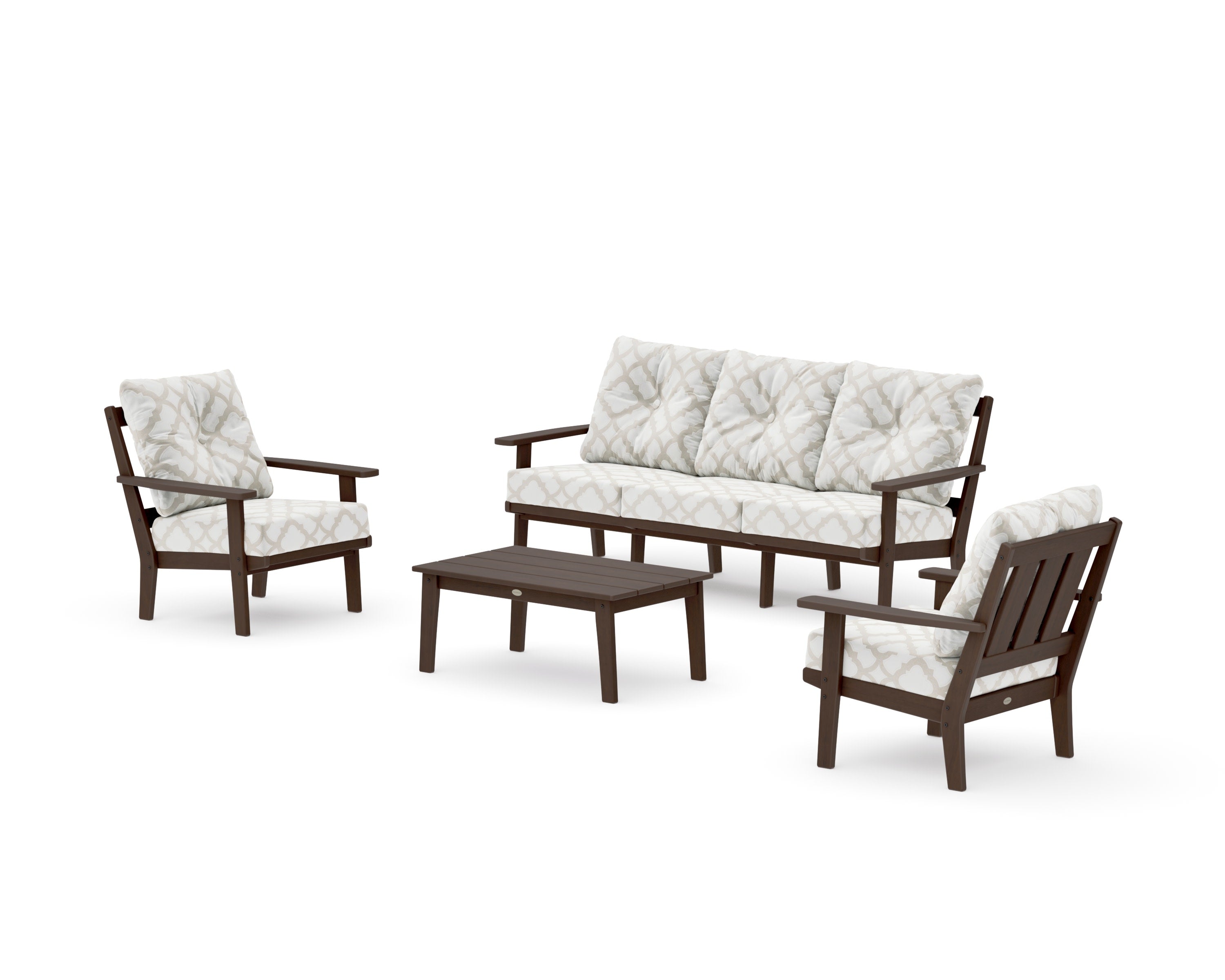 Oxford 4-Piece Deep Seating Set with Sofa in Kona / Trellis Dune Burlap