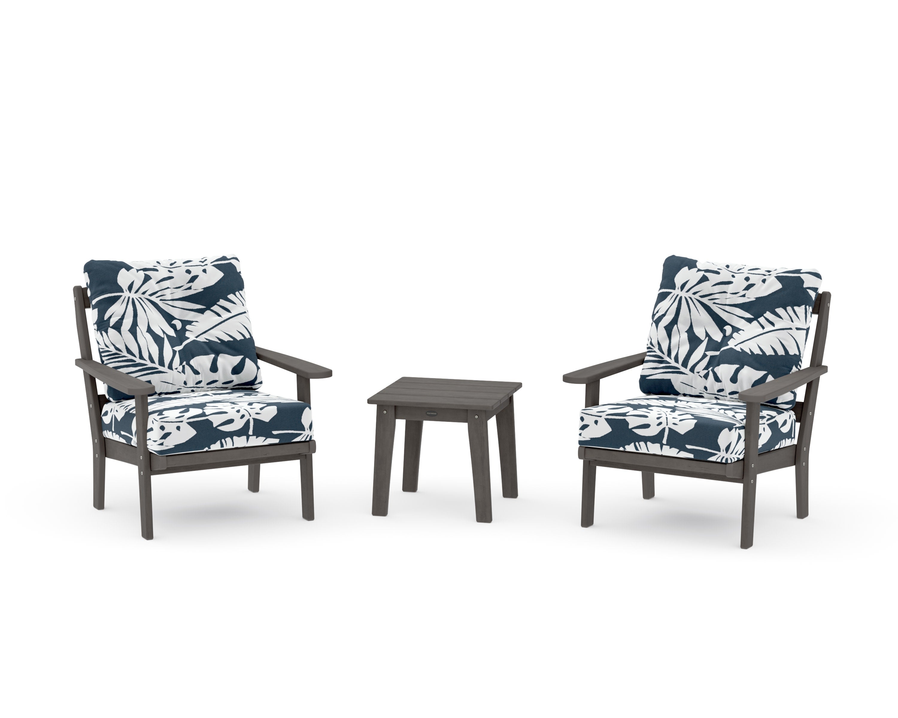 Mission 3-Piece Deep Seating Set in Driftwood / Leaf Marine Indigo