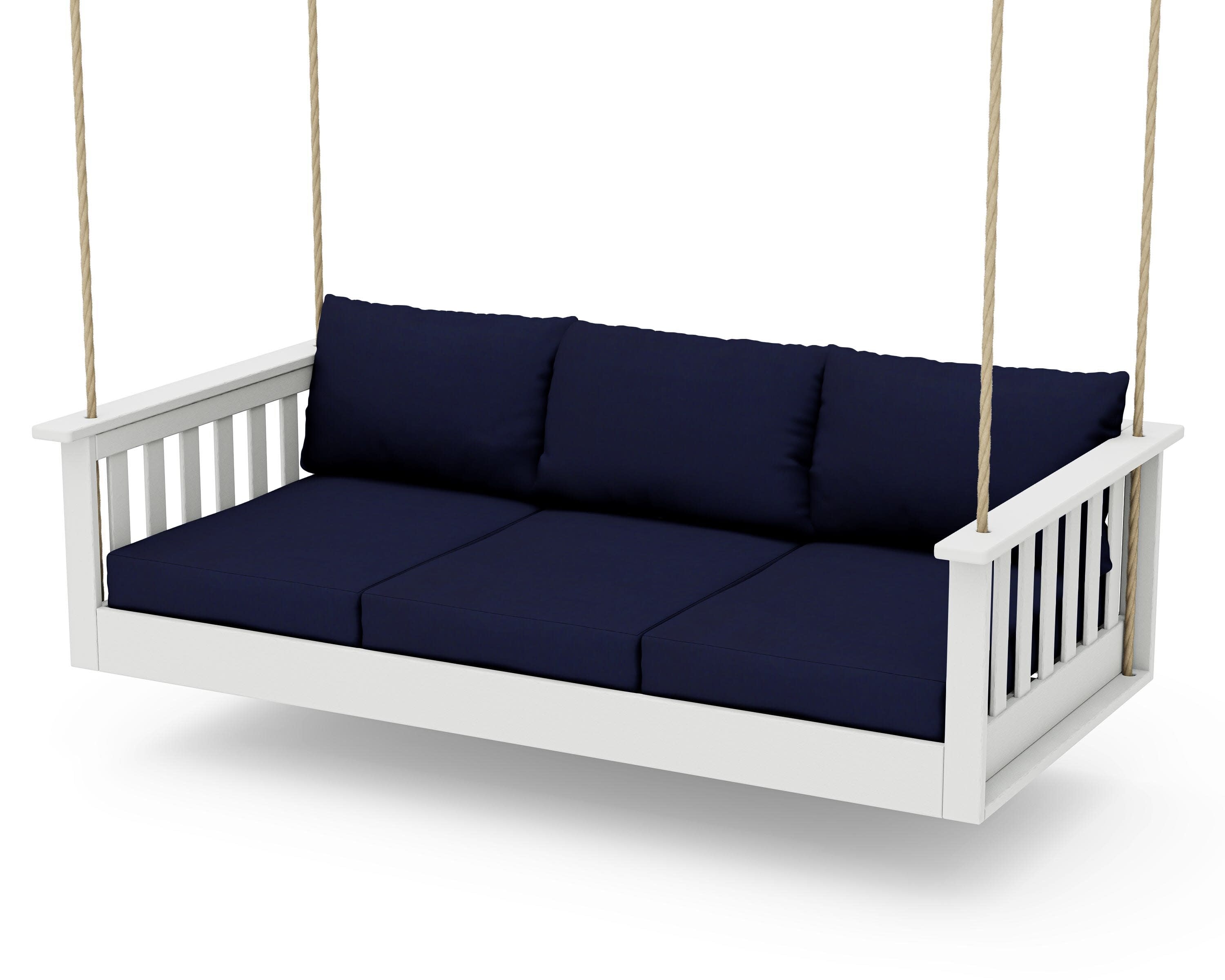 Vineyard Daybed Swing in Vintage White / Navy