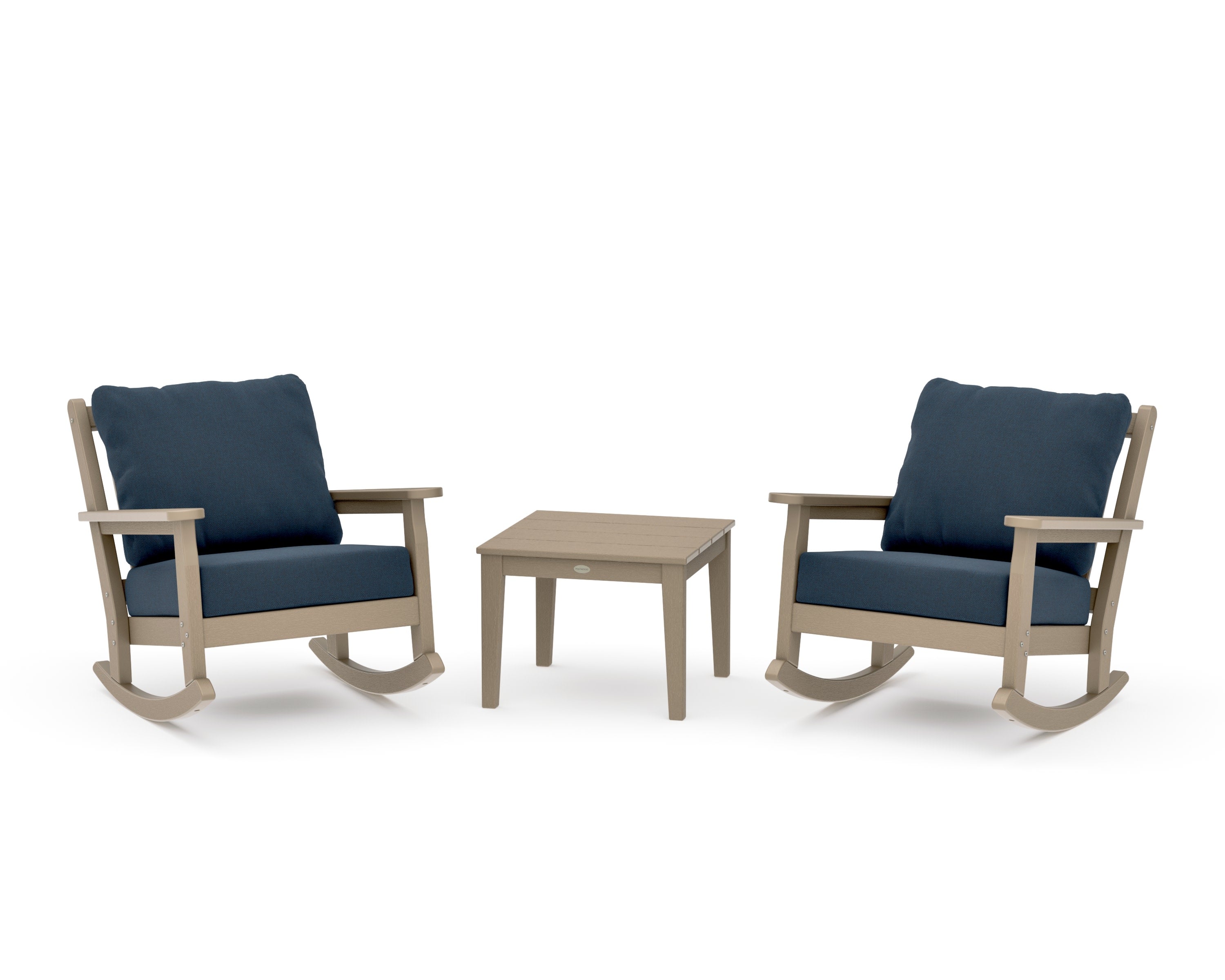 Chippendale 3-Piece Deep Seating Rocker Set in Vintage Sahara / Marine Indigo
