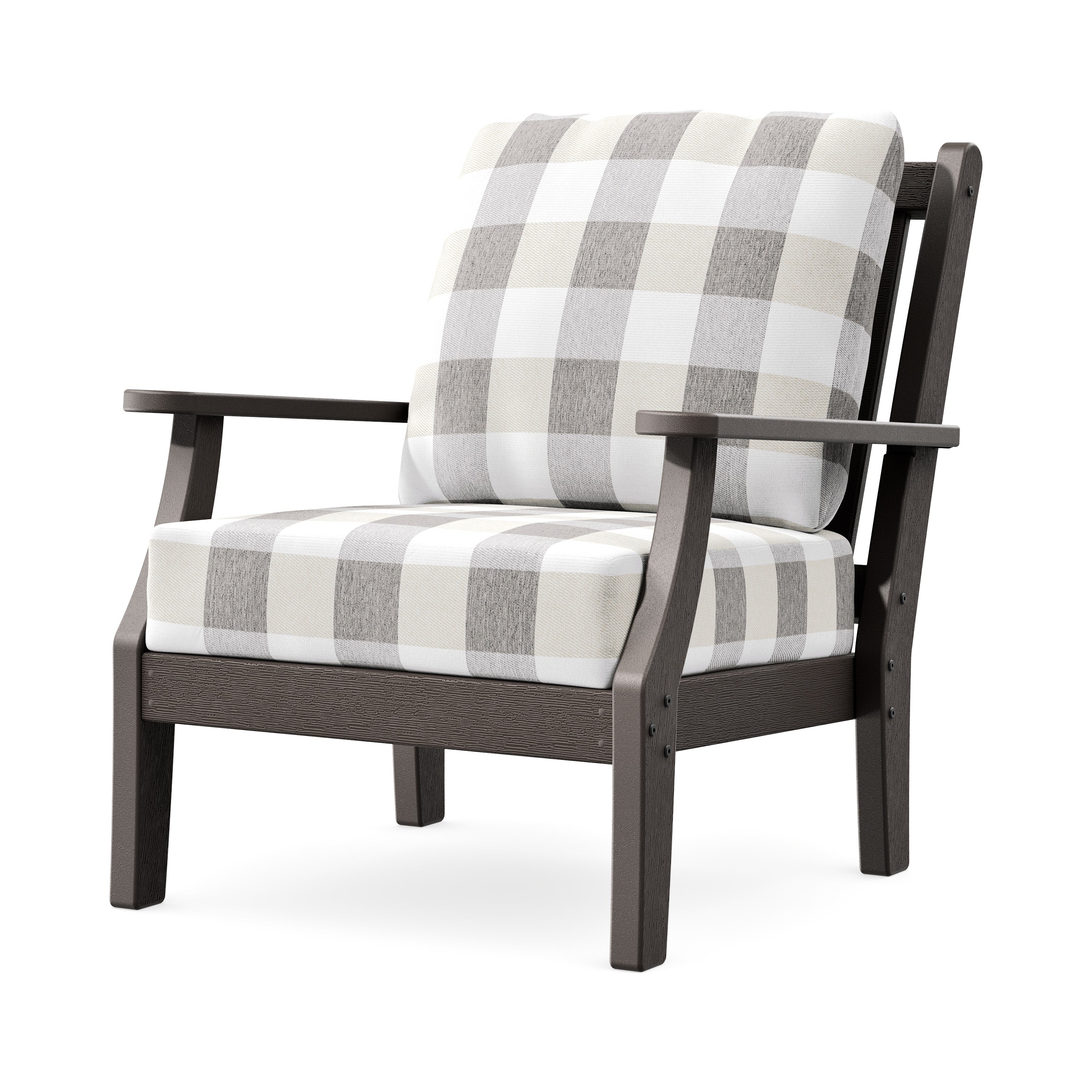 Wovendale Deep Seating Chair in Vintage Coffee / Buffalo Plaid Grey Mist