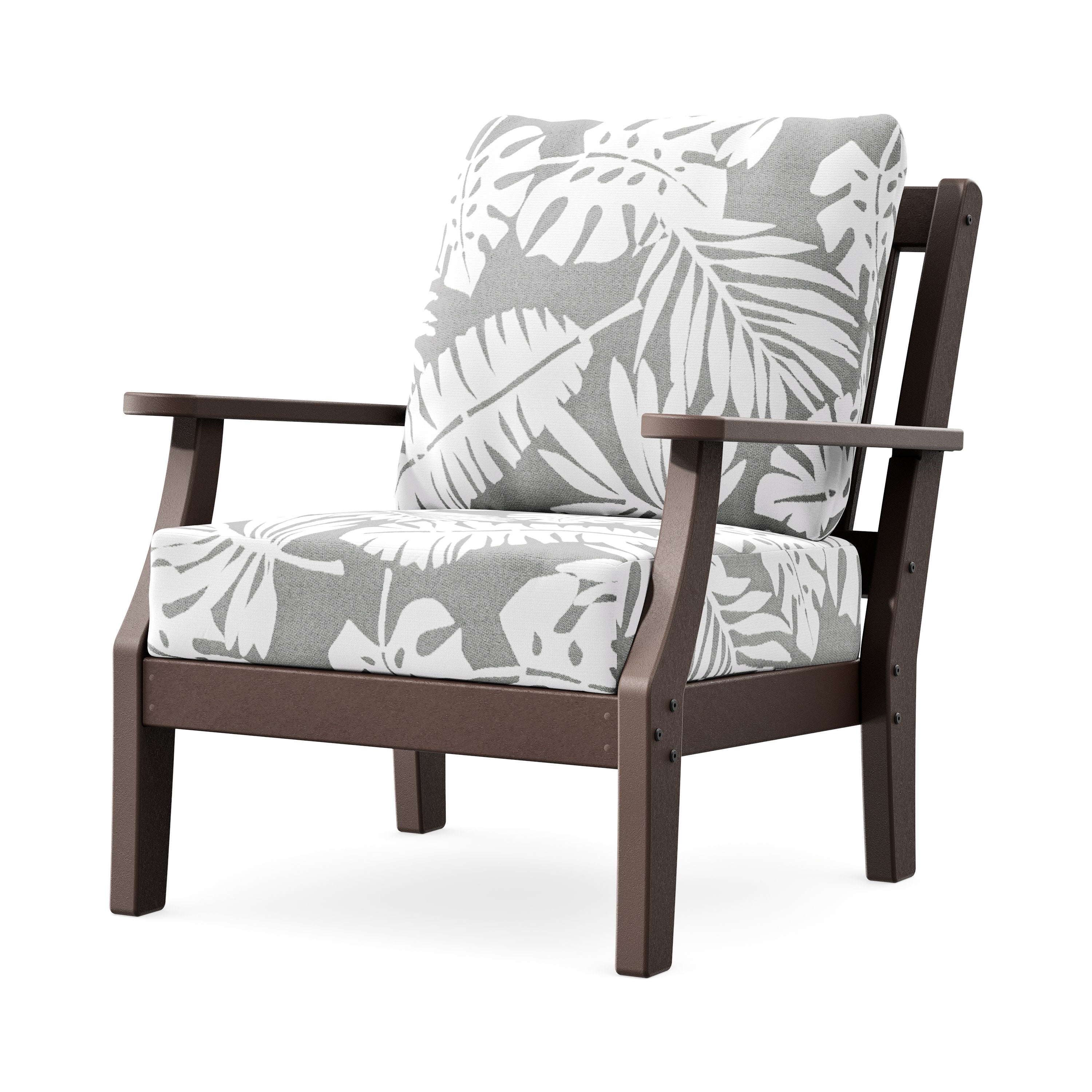 Chinoiserie Deep Seating Chair in Mahogany / Leaf Grey Mist