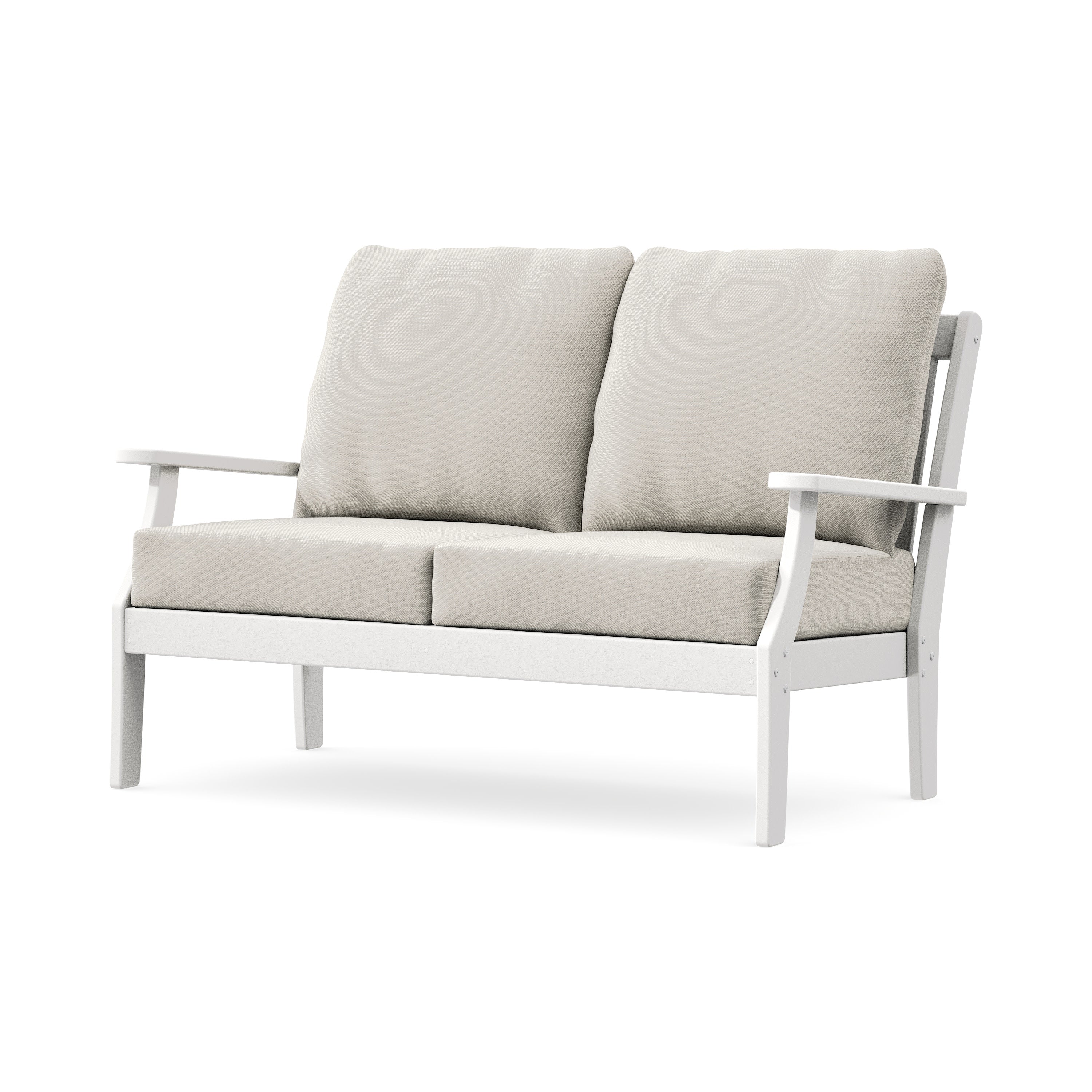 Braxton Deep Seating Loveseat in White / Blend Linen
