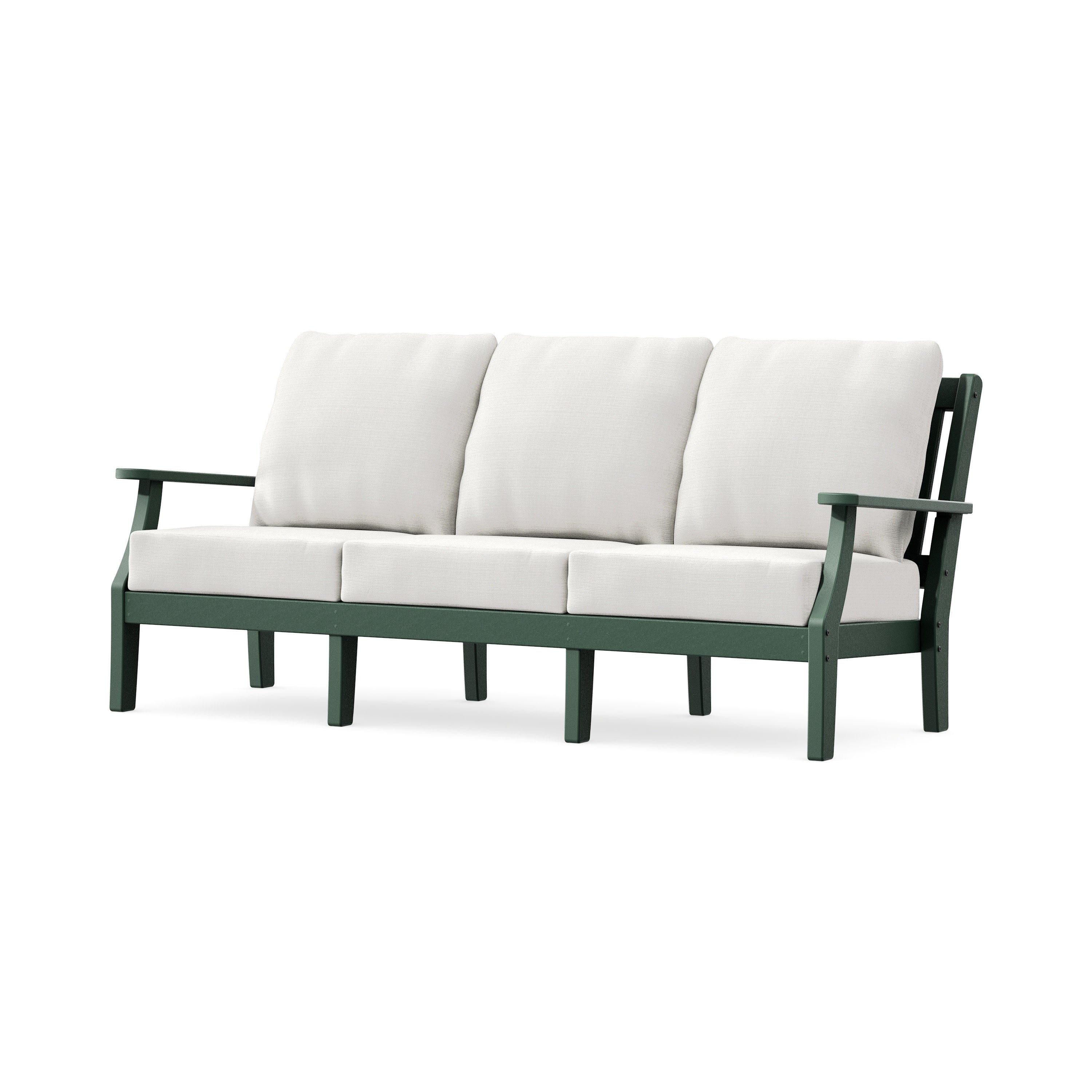 Chinoiserie Deep Seating Sofa in Green / Natural Linen