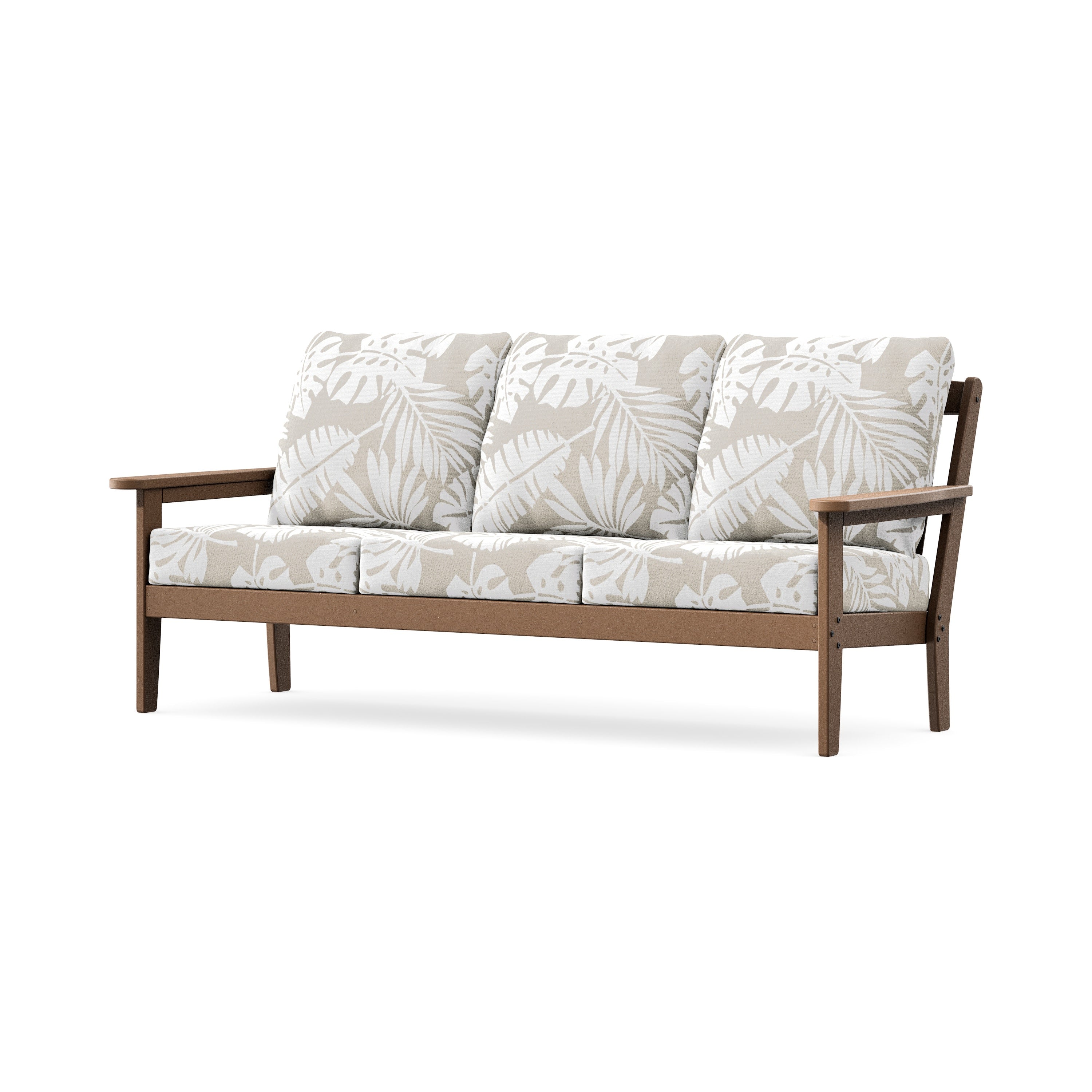Cottage Deep Seating Sofa in Teak / Leaf Dune Burlap