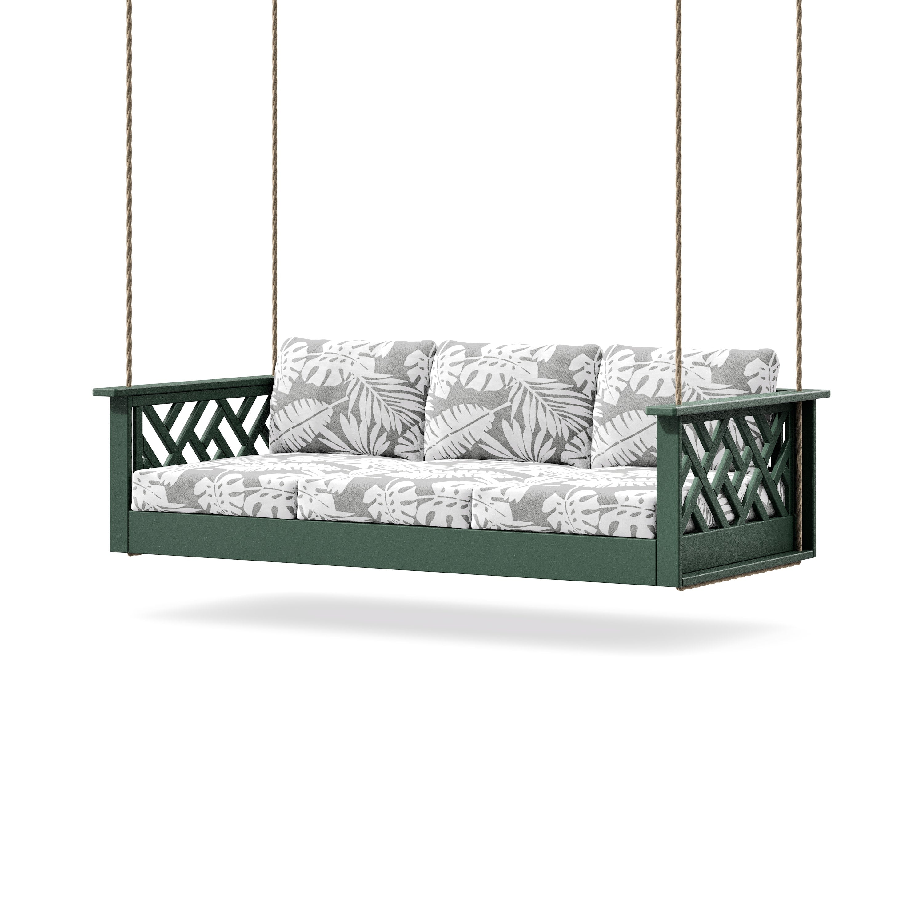 Chippendale Daybed Swing in Green / Leaf Grey Mist