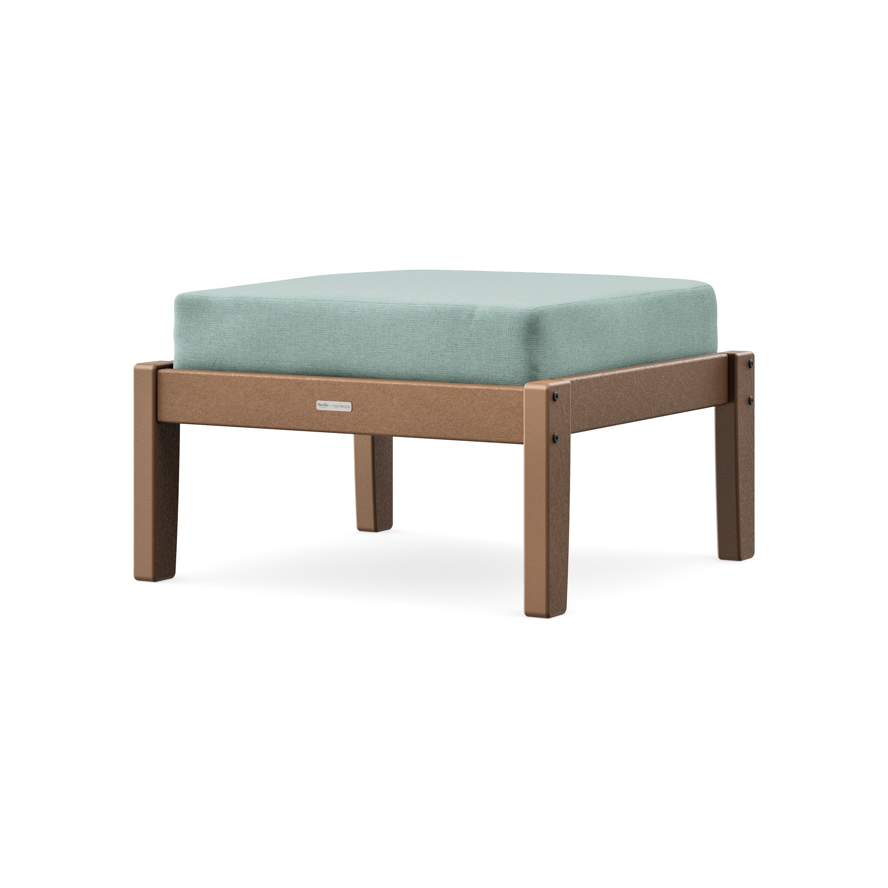 Chinoiserie Deep Seating Ottoman in Teak / Glacier Spa