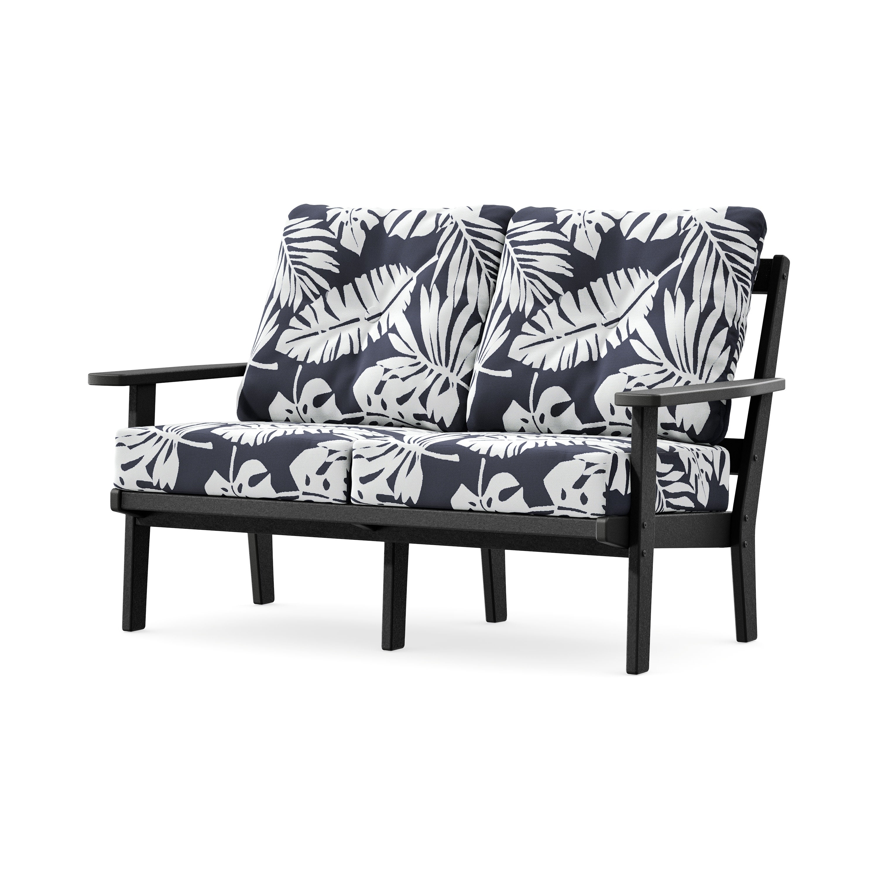 Prairie Deep SeatingLoveseat in Black / Leaf Navy
