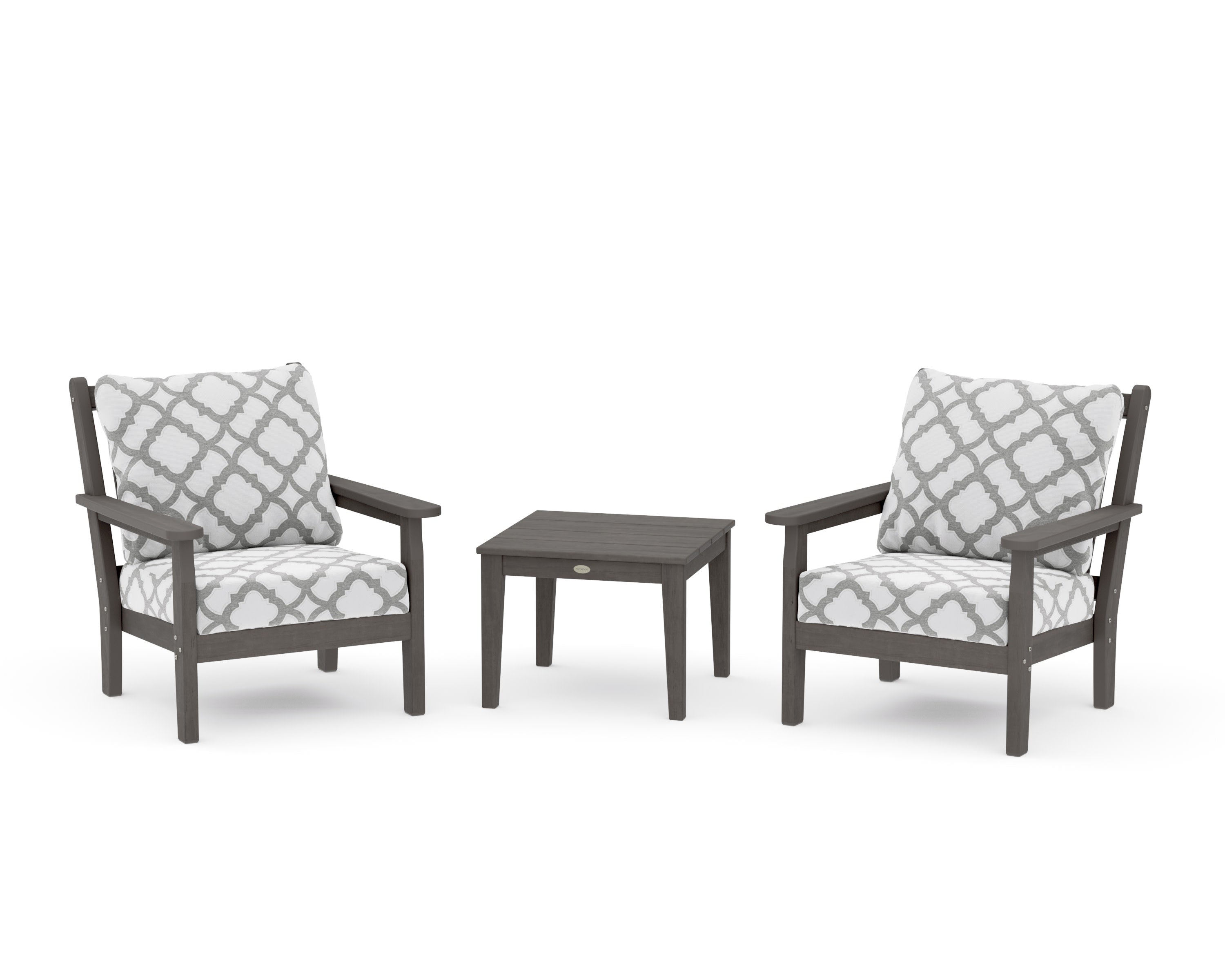Chippendale 3-Piece Deep Seating Set in Driftwood / Trellis Grey Mist