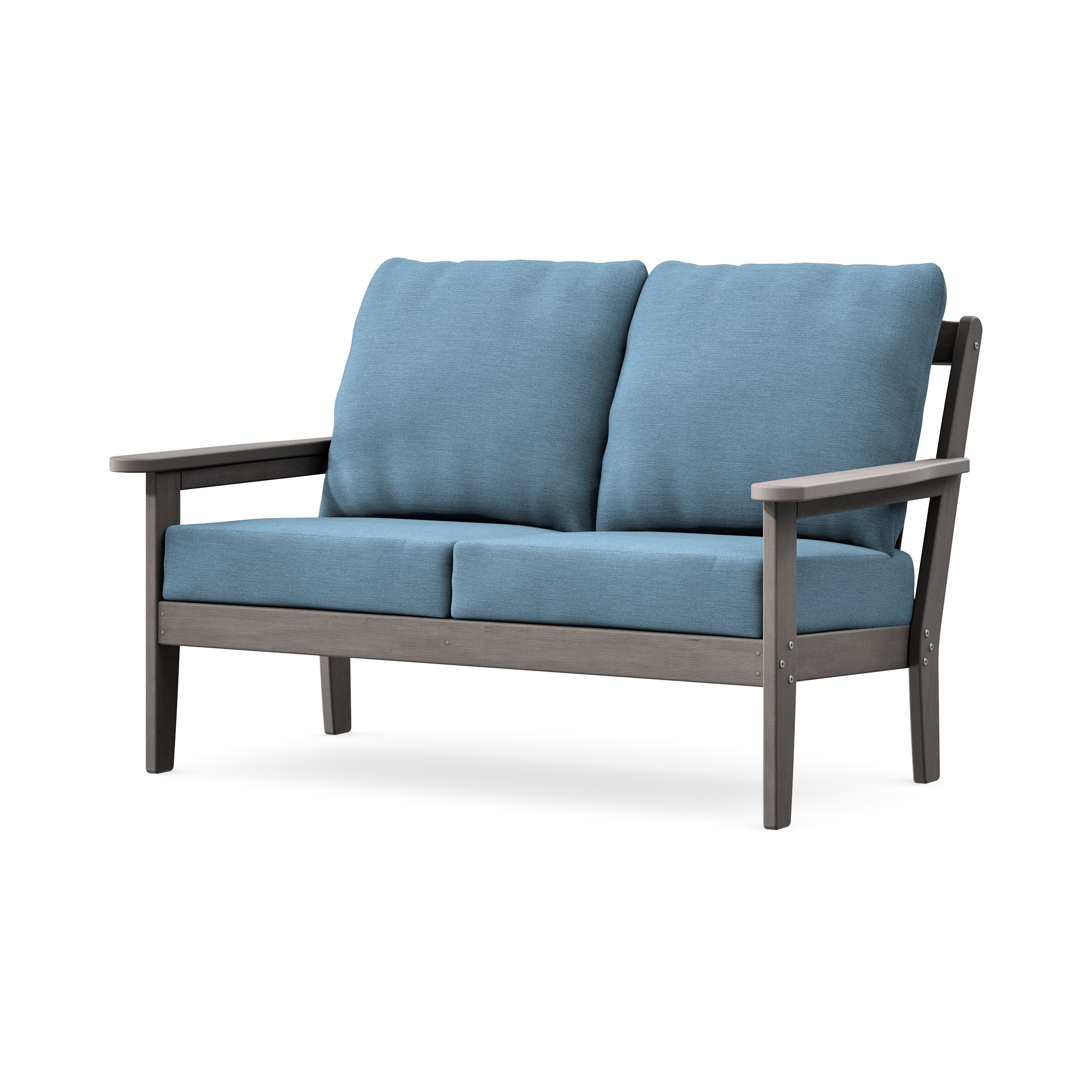 Cottage Deep Seating Loveseat in Driftwood / Sky Blue