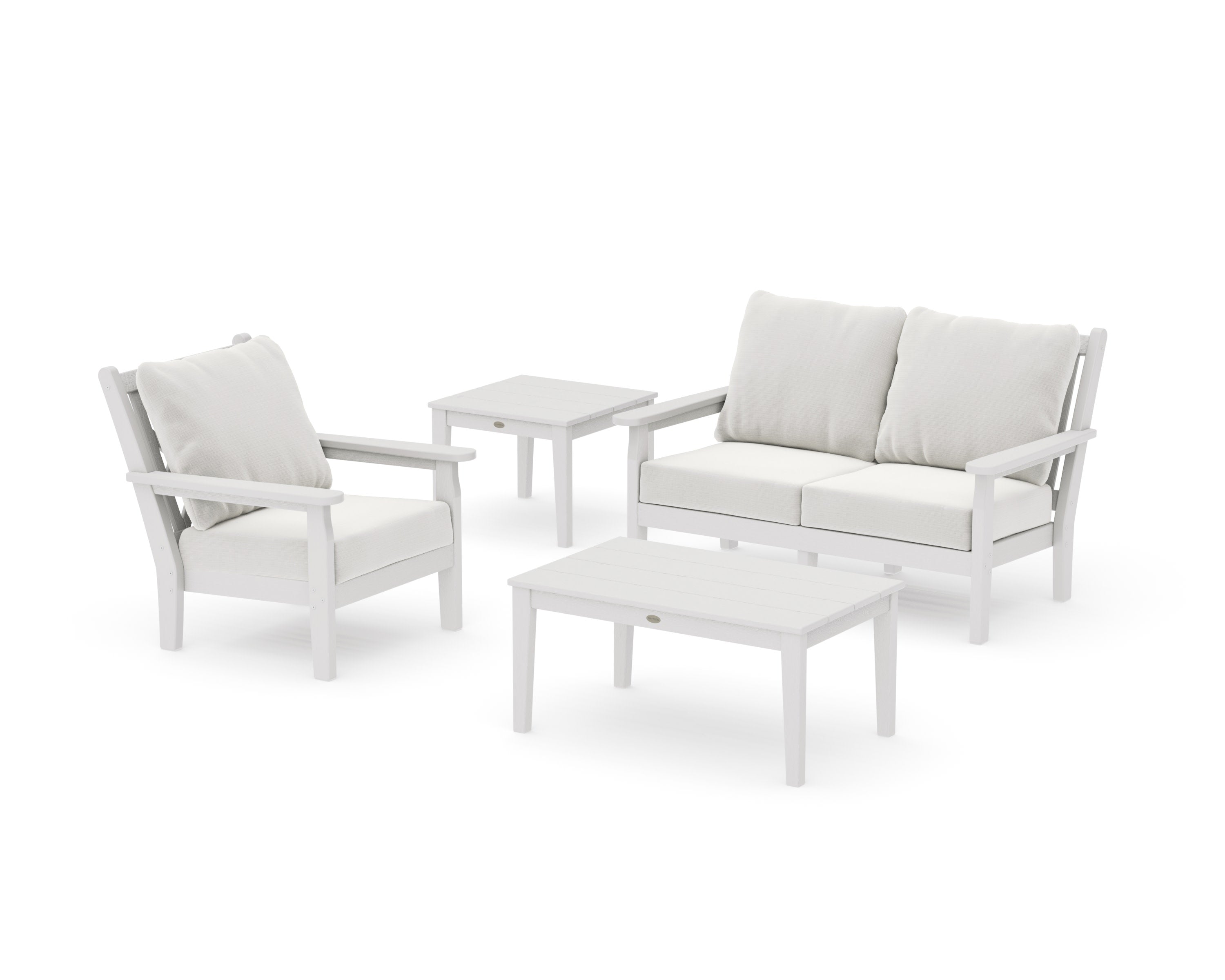 Chippendale 4-Piece Deep Seating Set in Vintage White / Natural Linen