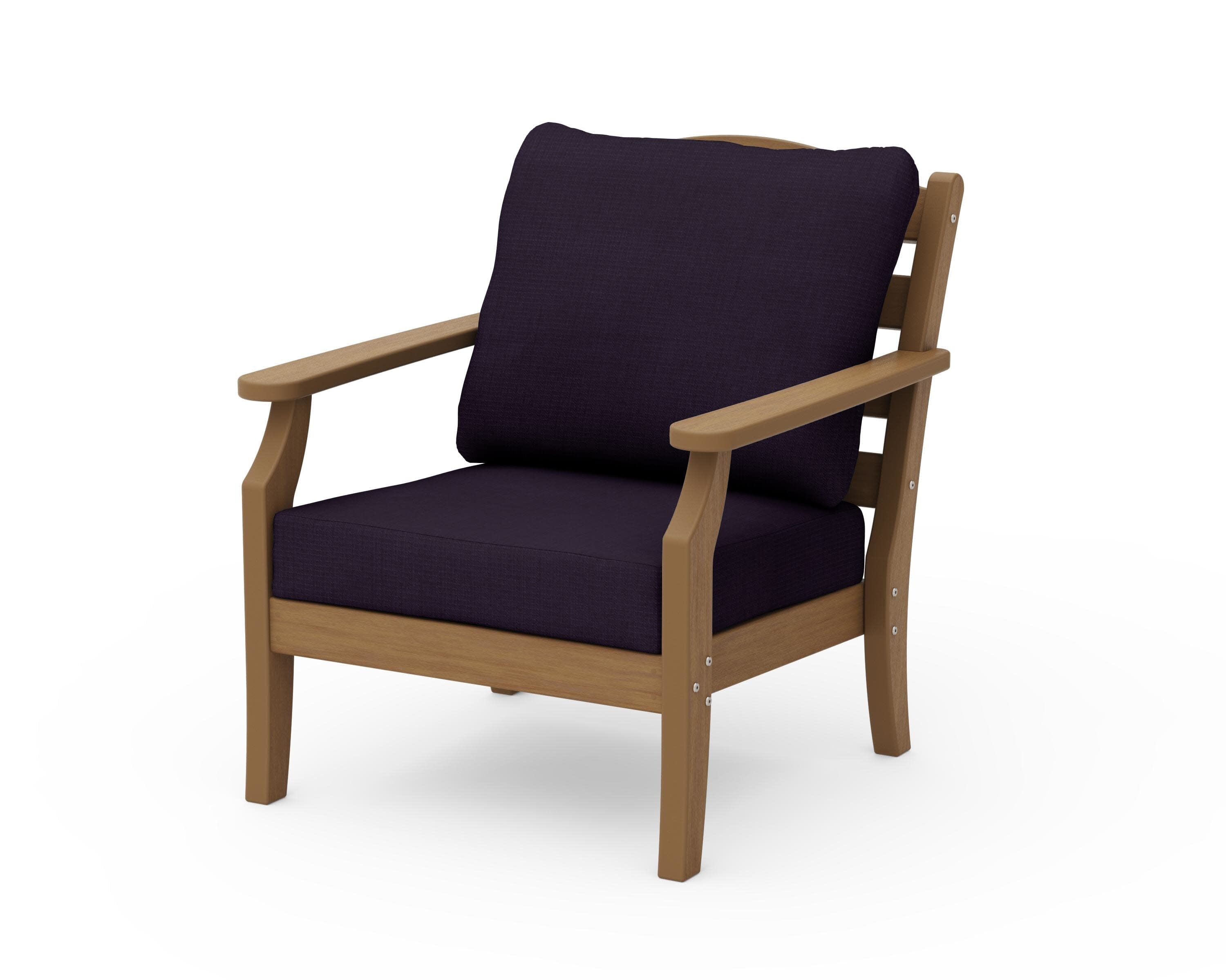 Savannah Deep Seating Chair in Natural / Navy Linen