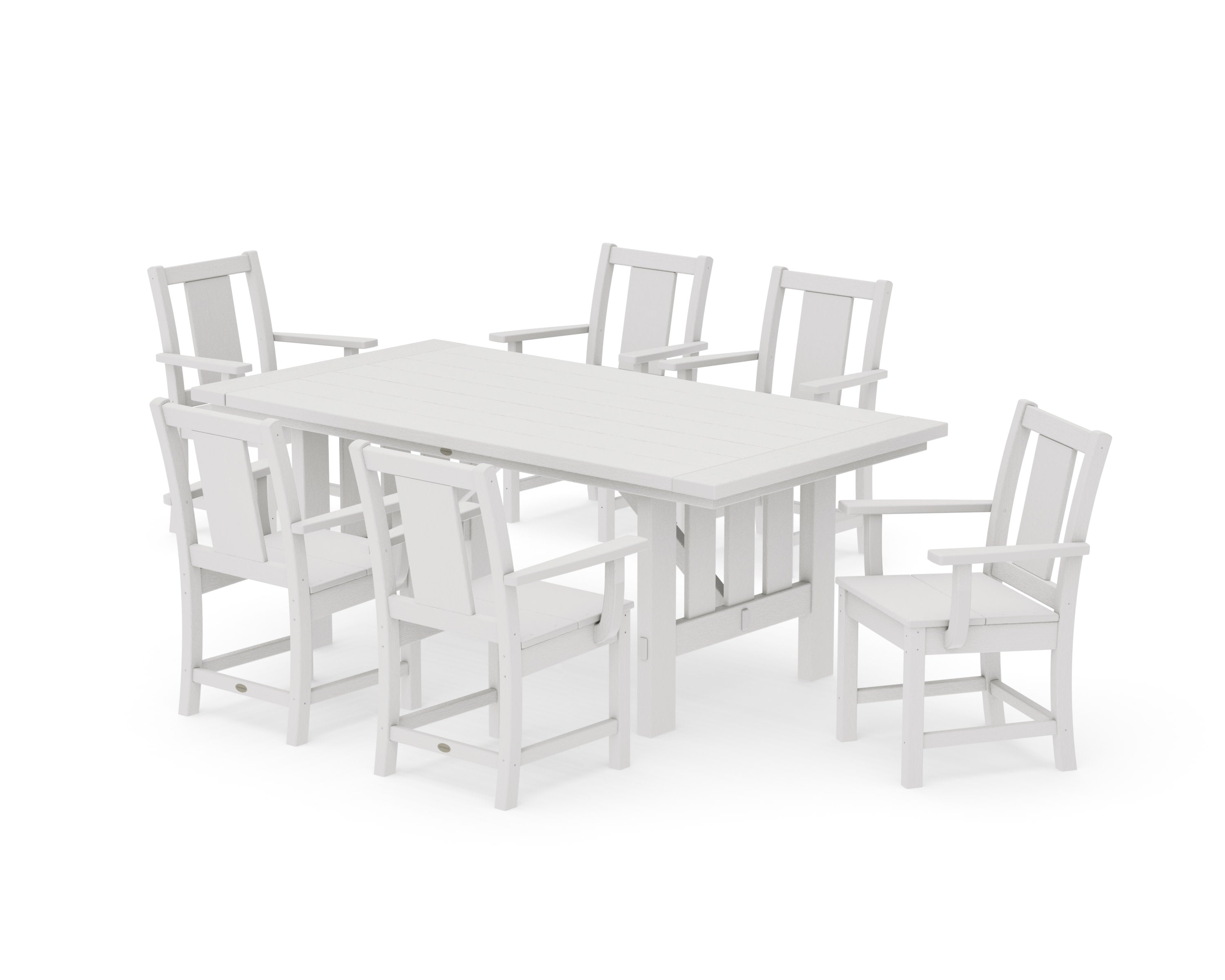 Prairie Arm Chair 7-Piece Mission Dining Set in Vintage White