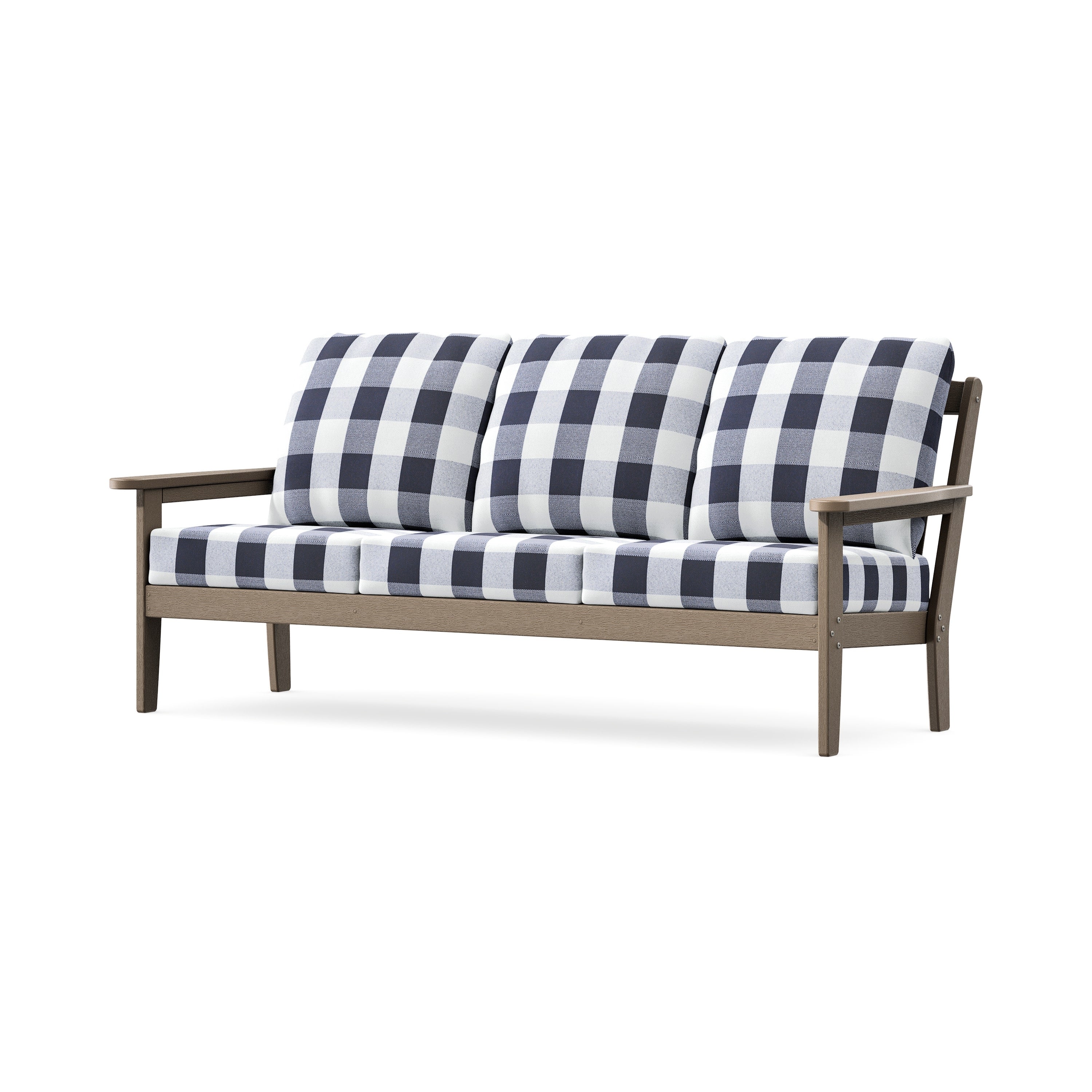 Cottage Deep Seating Sofa in Vintage Sahara / Buffalo Plaid Navy