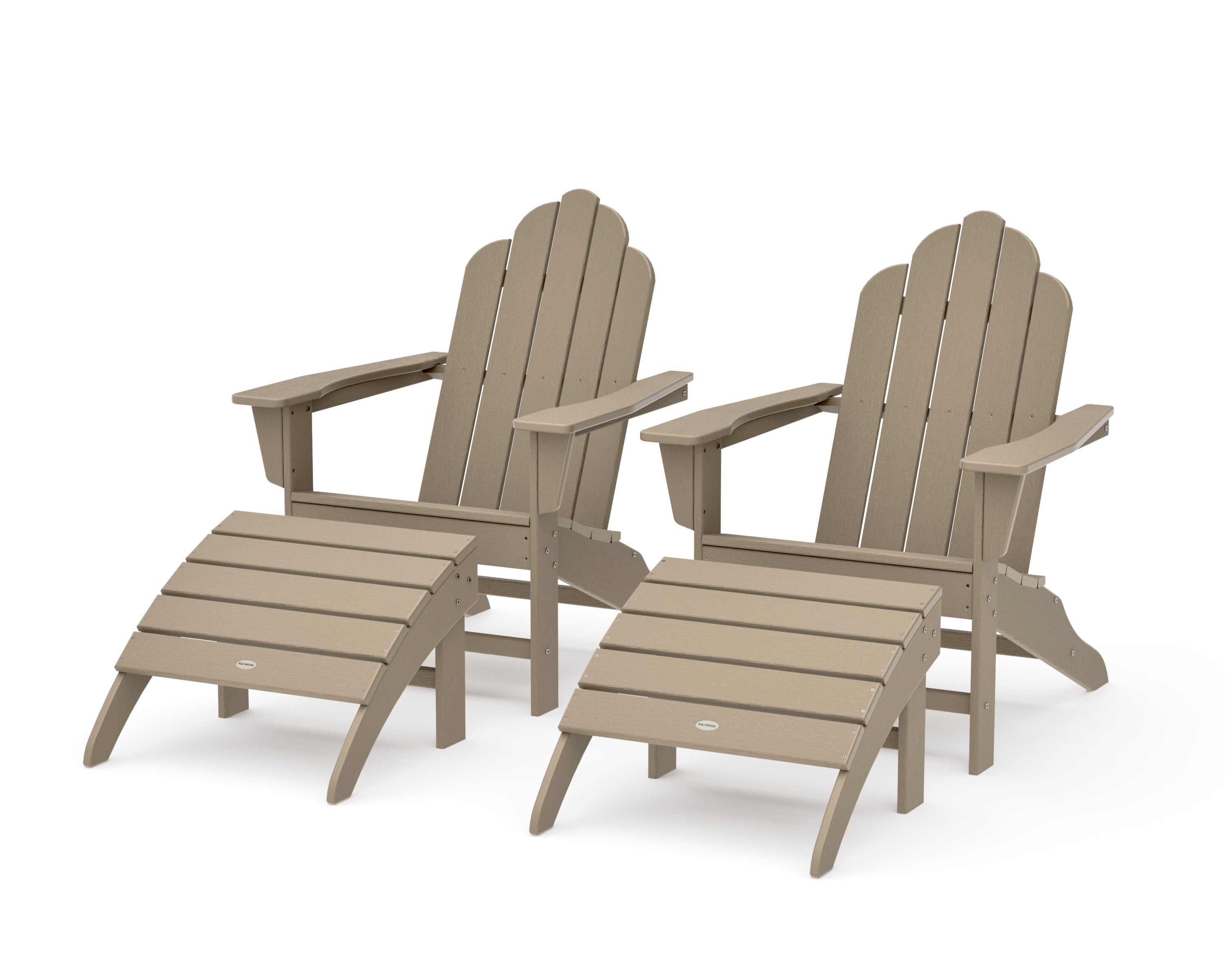 Long Island Adirondack Chair 4-Piece Set with Ottomans in Vintage Sahara