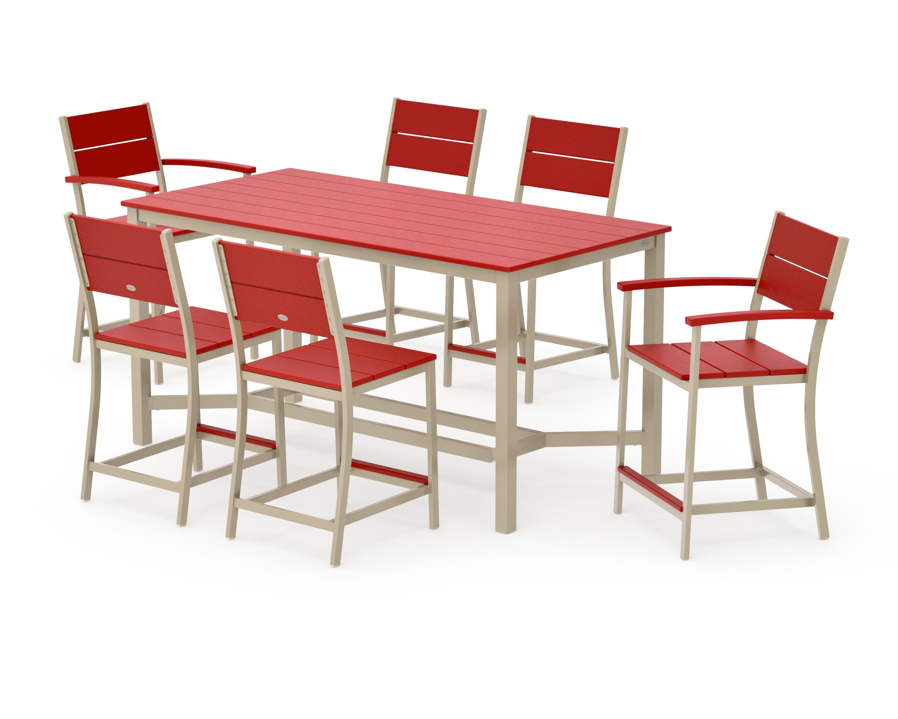 Main Street 7-Piece Counter Set in Sand / Sunset Red