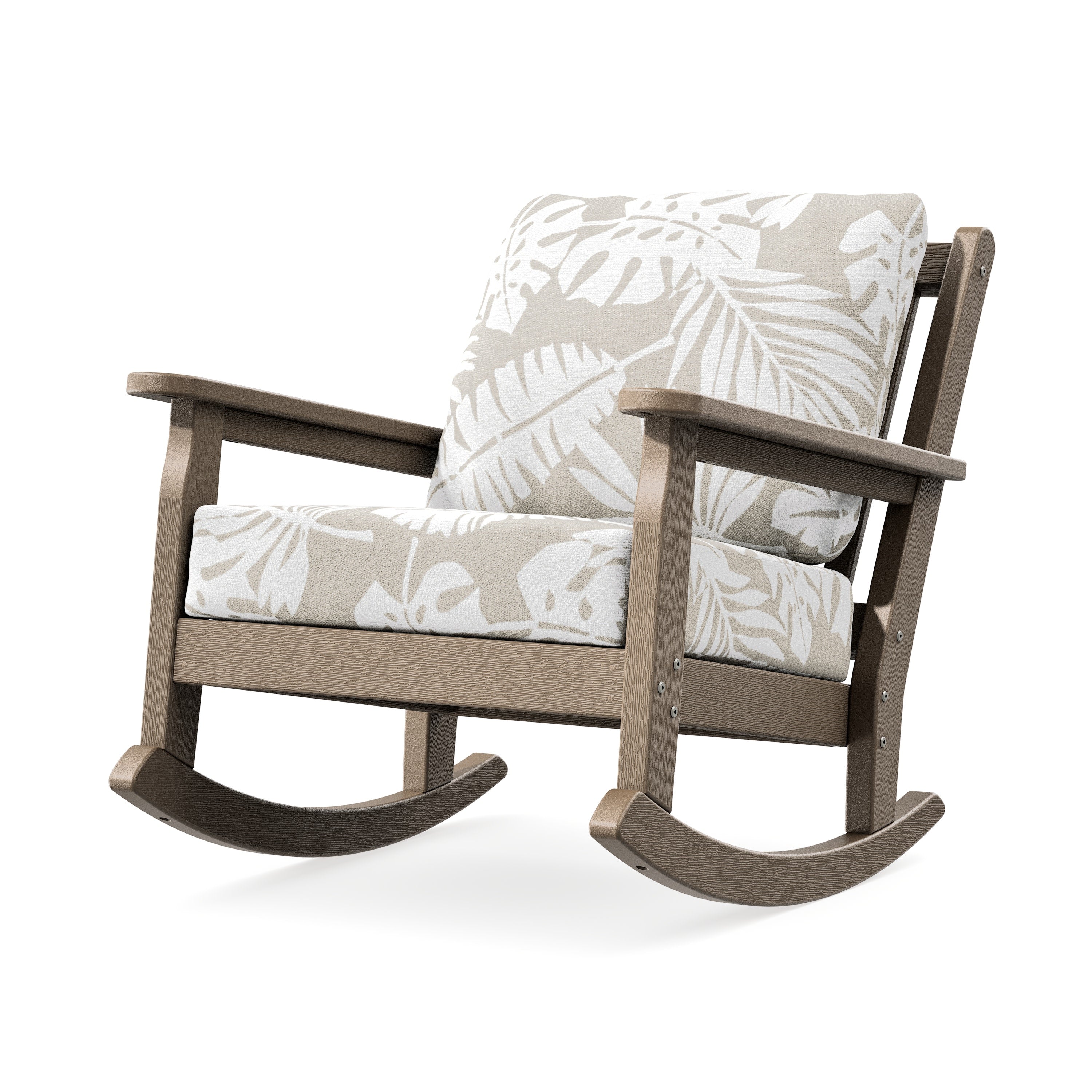 Chippendale Deep Seating Rocking Chair in Vintage Sahara / Leaf Dune Burlap