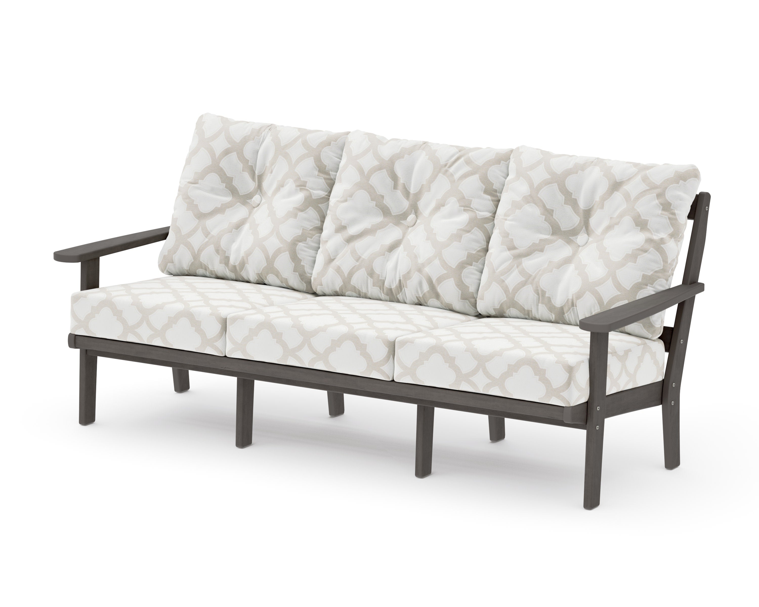 Mission Deep Seating Sofa in Driftwood / Trellis Dune Burlap
