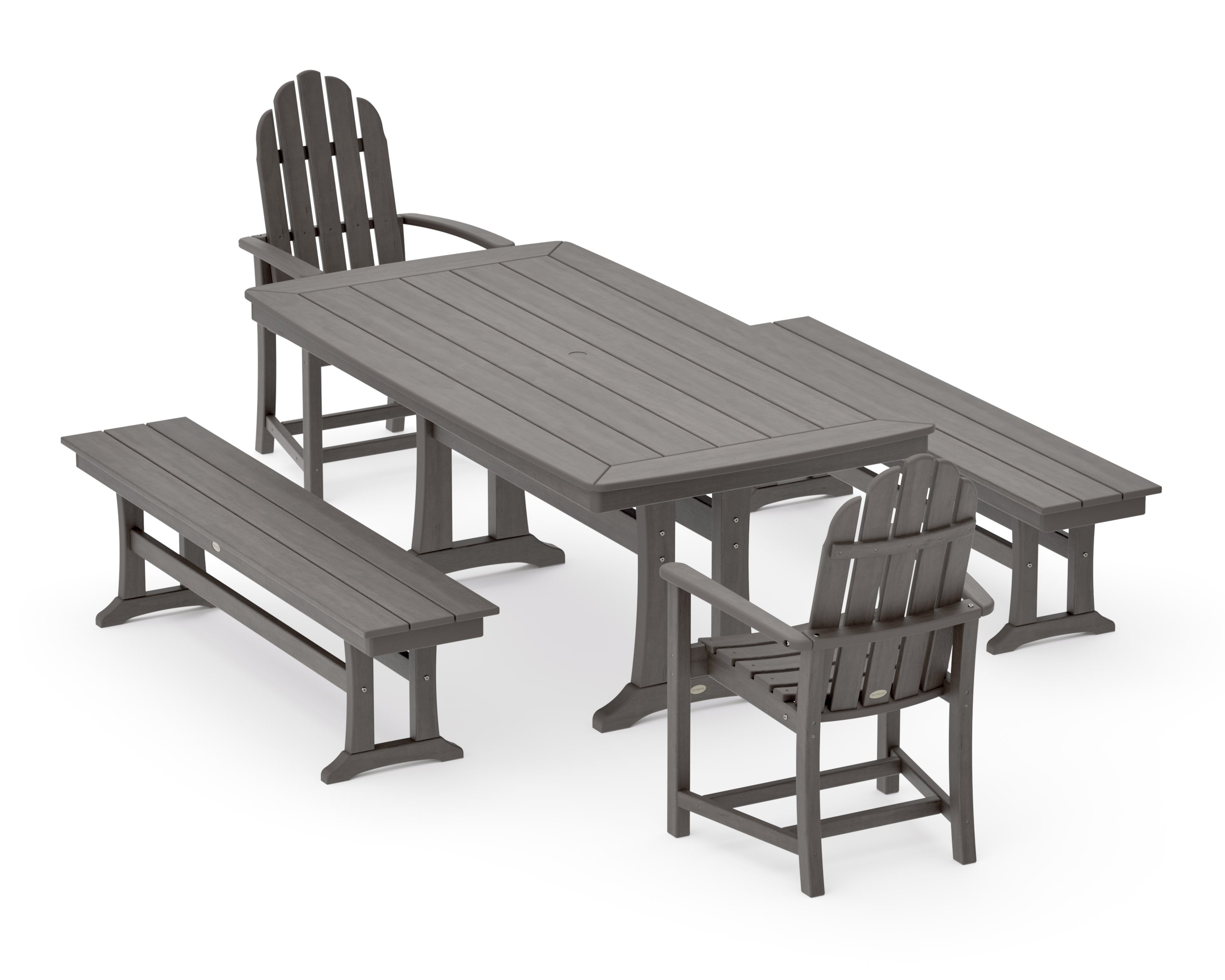 Classic Adirondack 5-Piece Dining Set with Trestle Legs in Driftwood