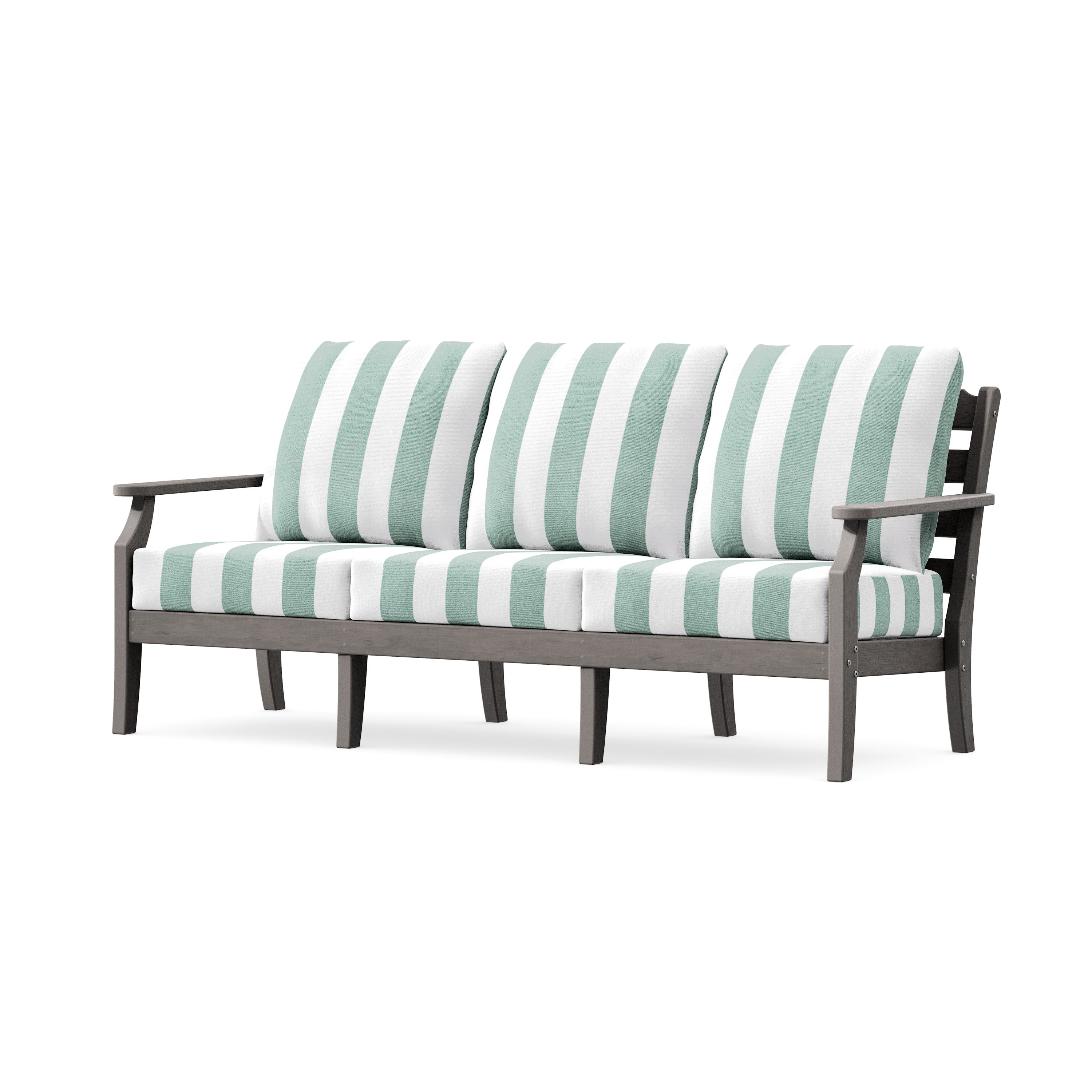 Savannah Deep Seating Sofa in Driftwood / Cabana Stripe Glacier Spa