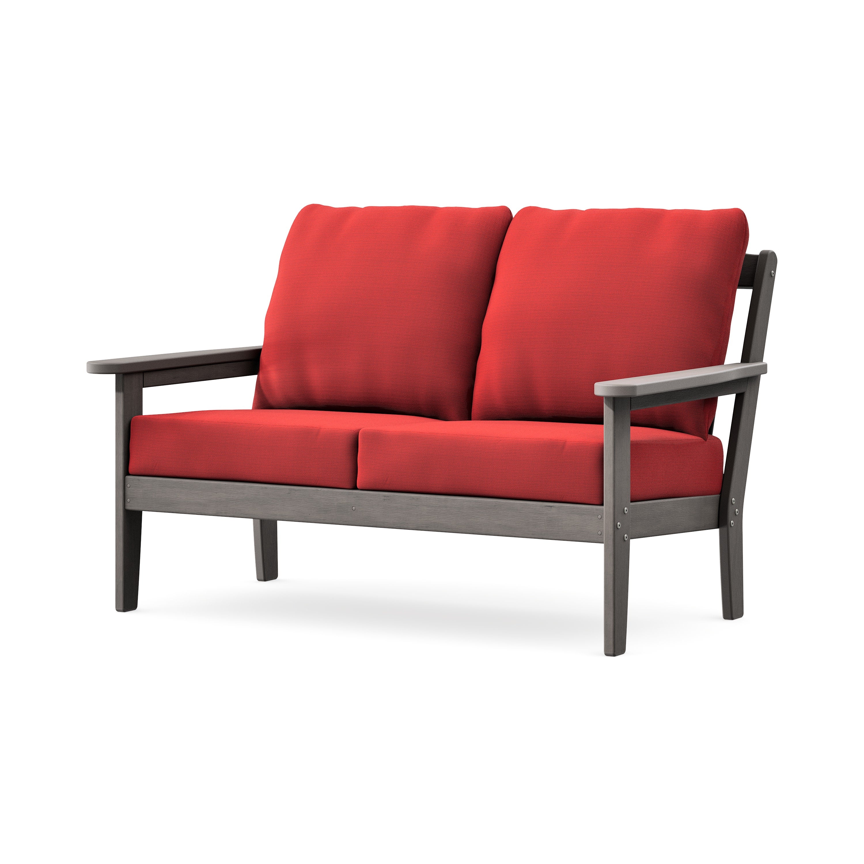 Cottage Deep Seating Loveseat in Driftwood / Crimson Linen