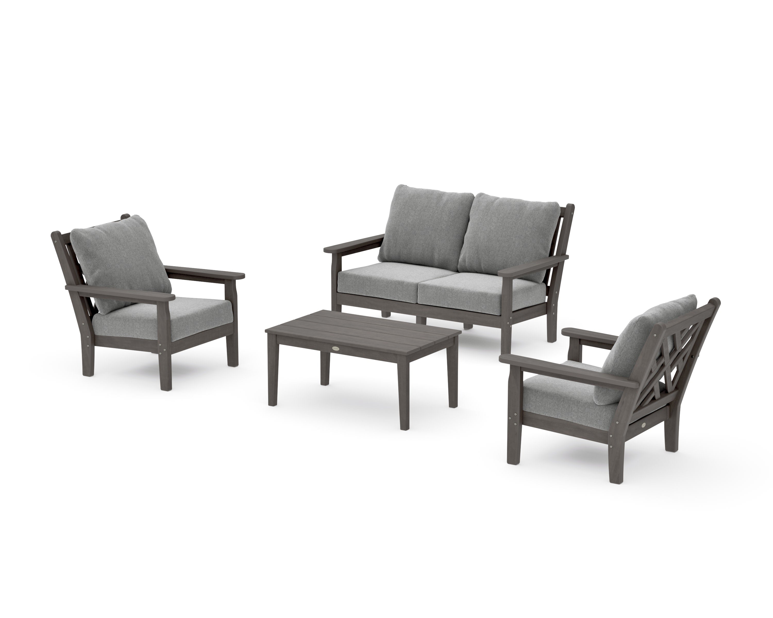 Chippendale 4-Piece Deep Seating Set with Loveseat in Driftwood / Grey Mist