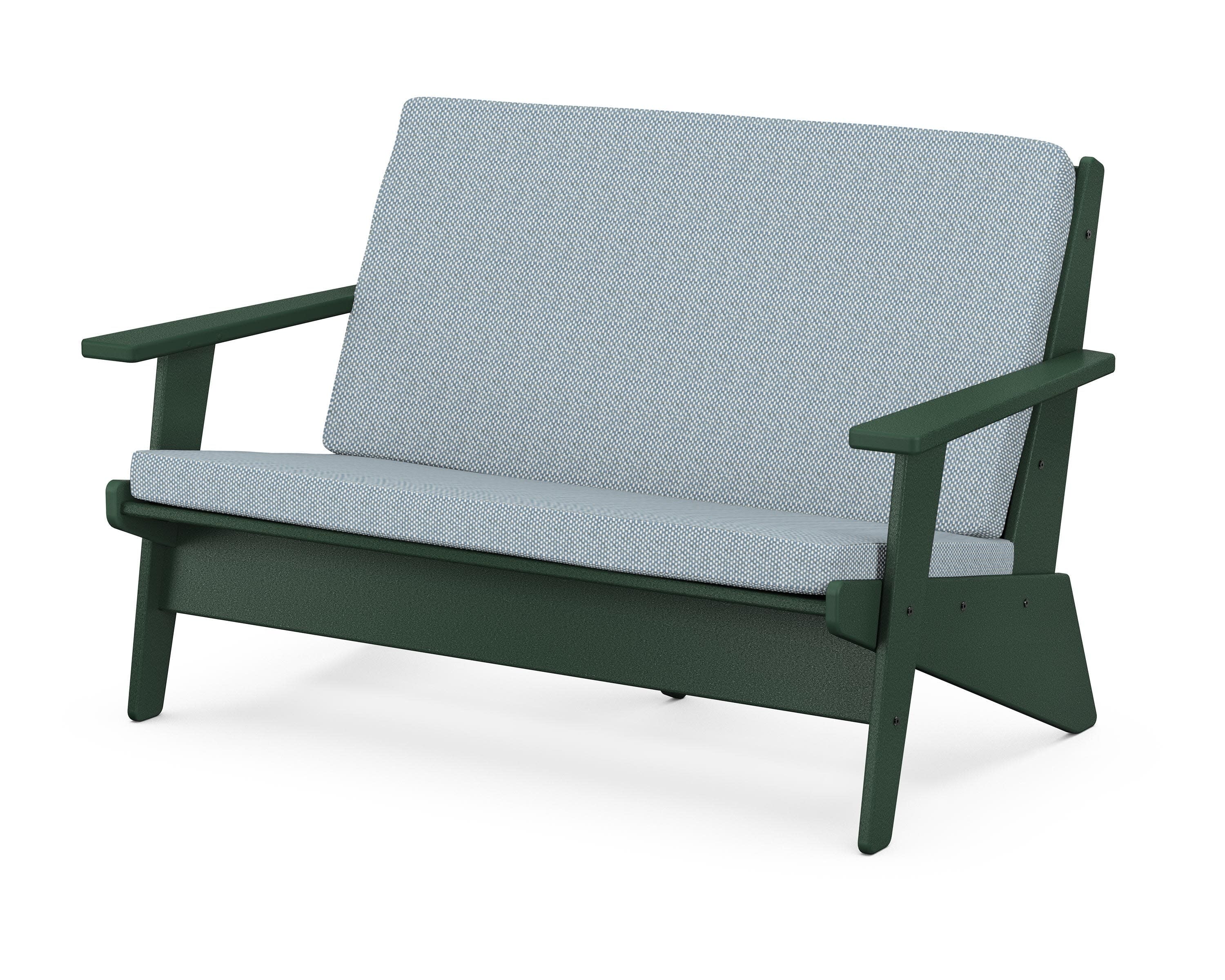 Riviera Modern Lounge Loveseat in Green / Exhale Sky