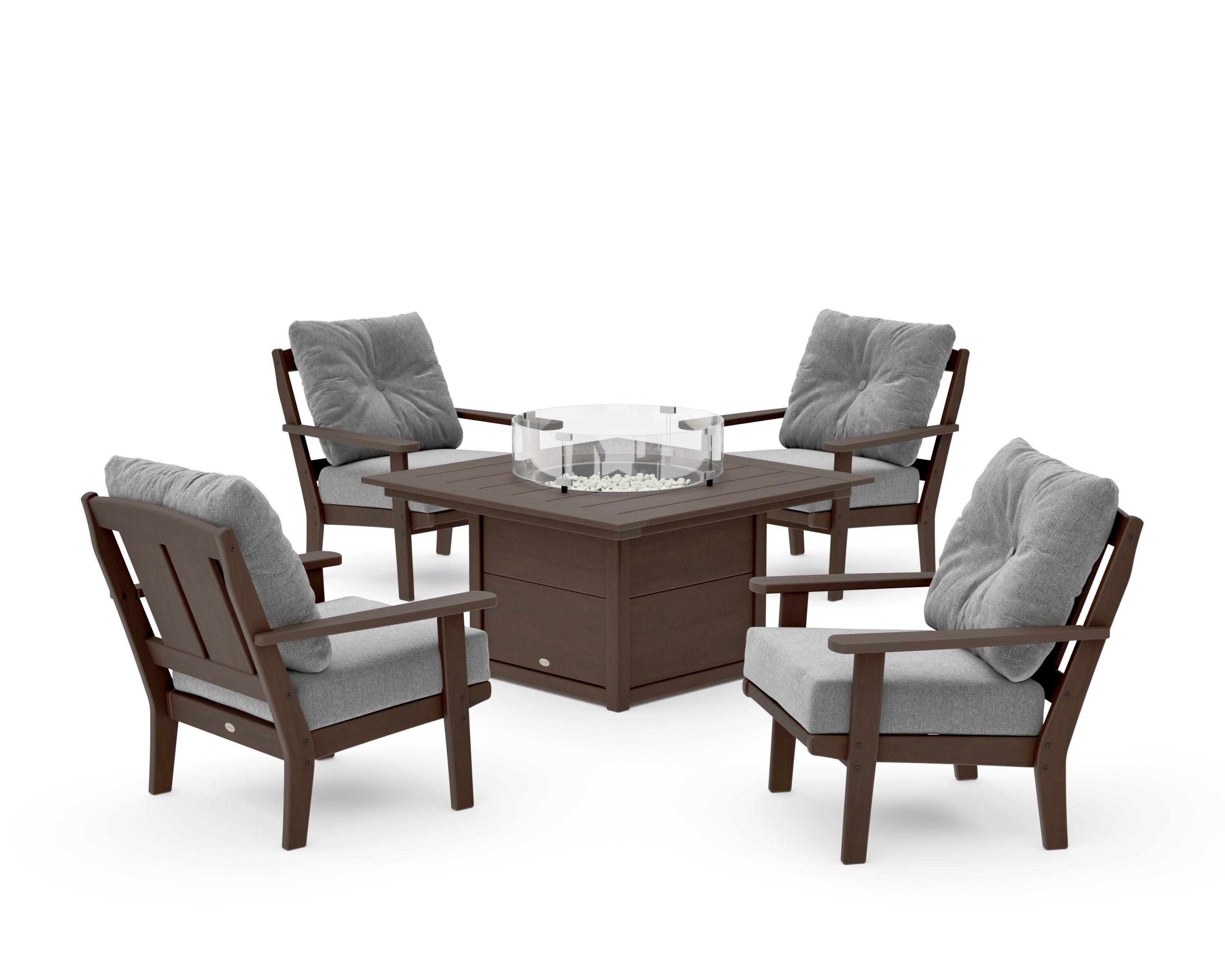 Mission 5-Piece Deep Seating Set with Fire Pit Table in Kona / Grey Mist