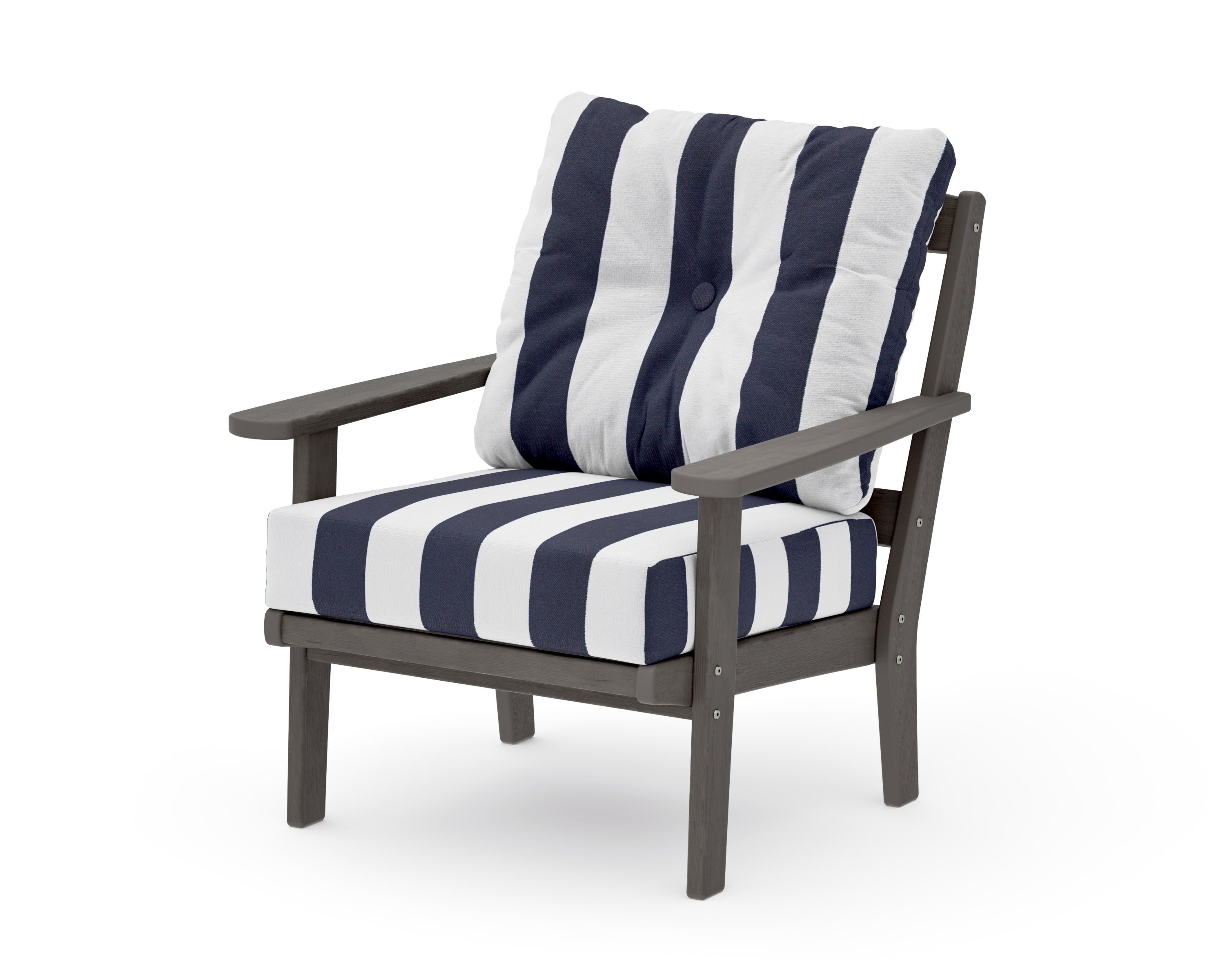 Mission Deep Seating Chair in Driftwood / Cabana Stripe Navy