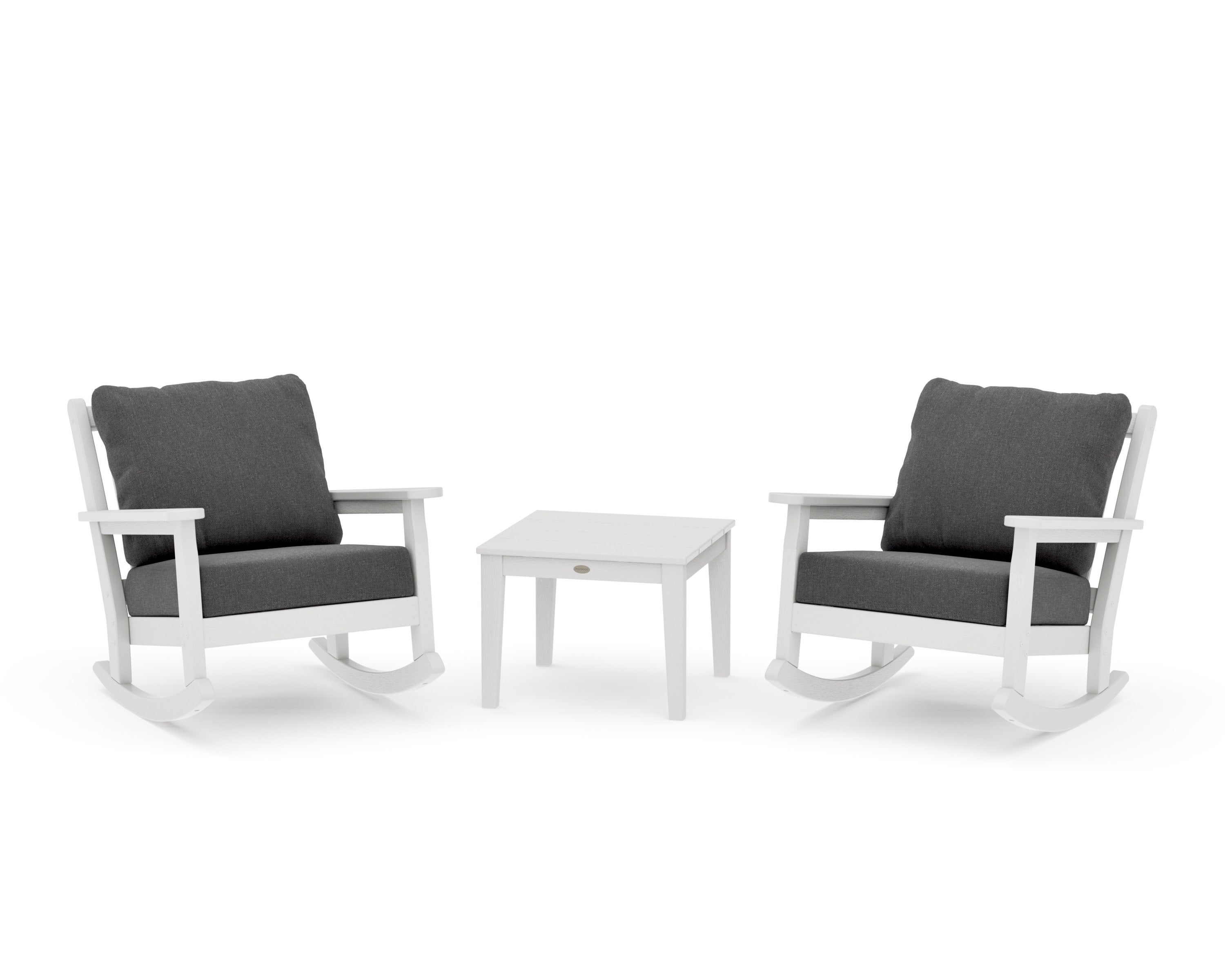 Chippendale 3-Piece Deep Seating Rocker Set in Vintage White / Ash Charcoal