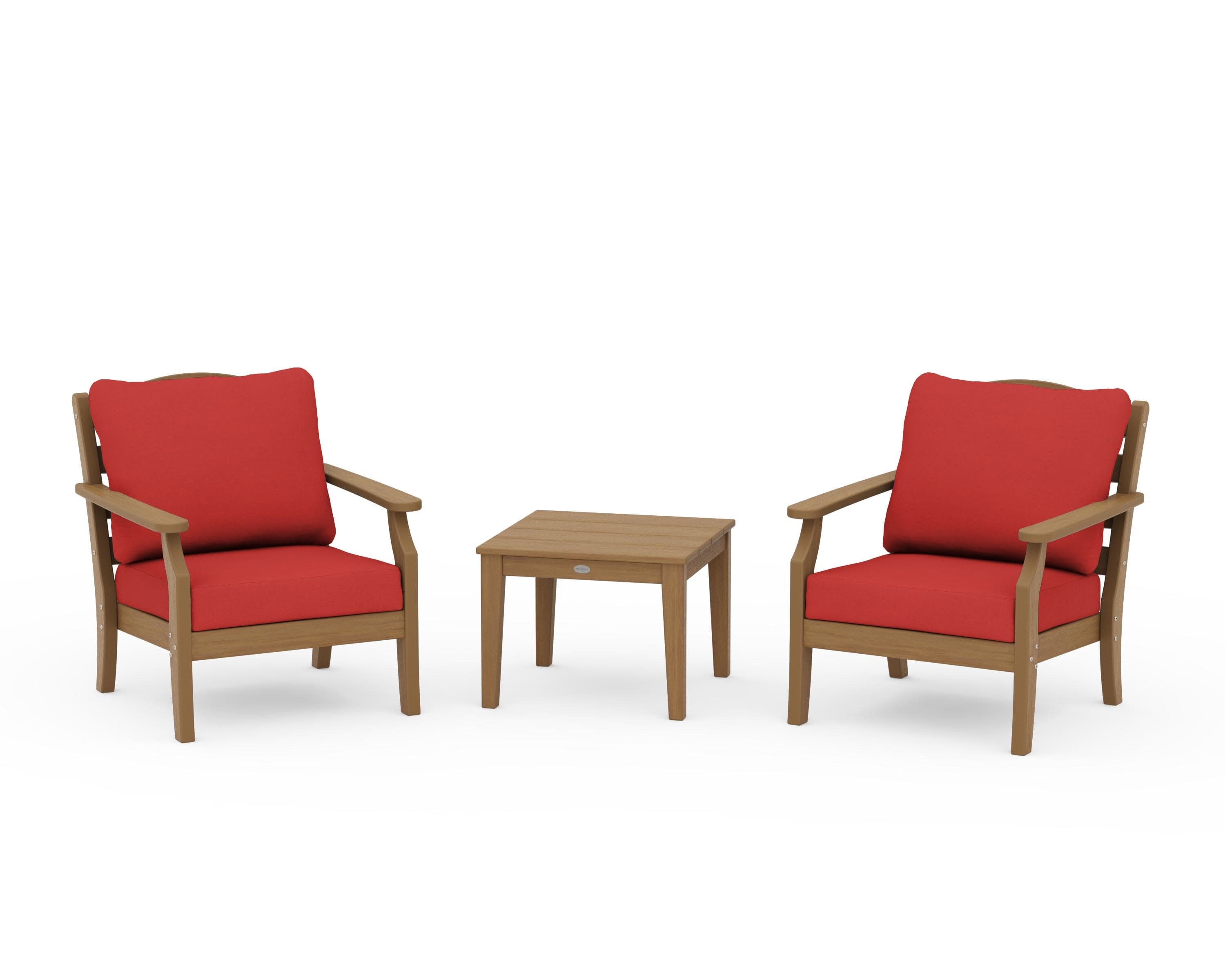 Savannah 3-Piece Deep Seating Set in Natural / Crimson Linen